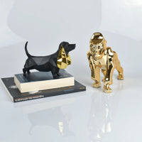Tierfigur - Dackel - Hundfigur eckig mit Gold oder Roten ohren Teckel