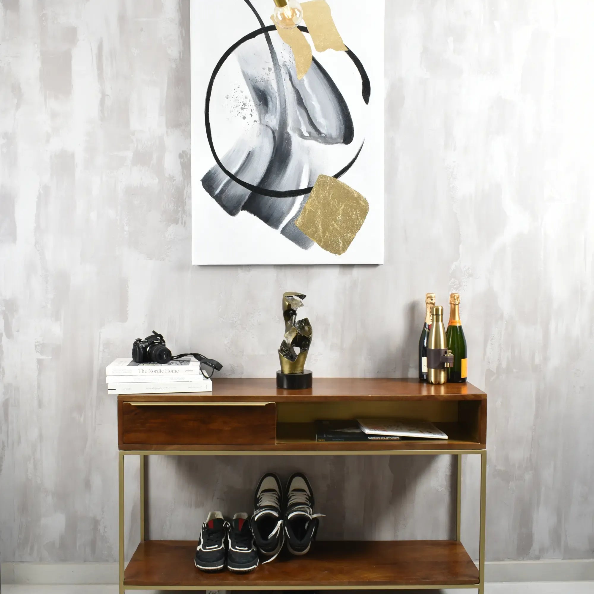 Stahlfigur - Moderne Metallskulptur - Abstraktes Deko-Objekt goldene Skulptur Eclipse