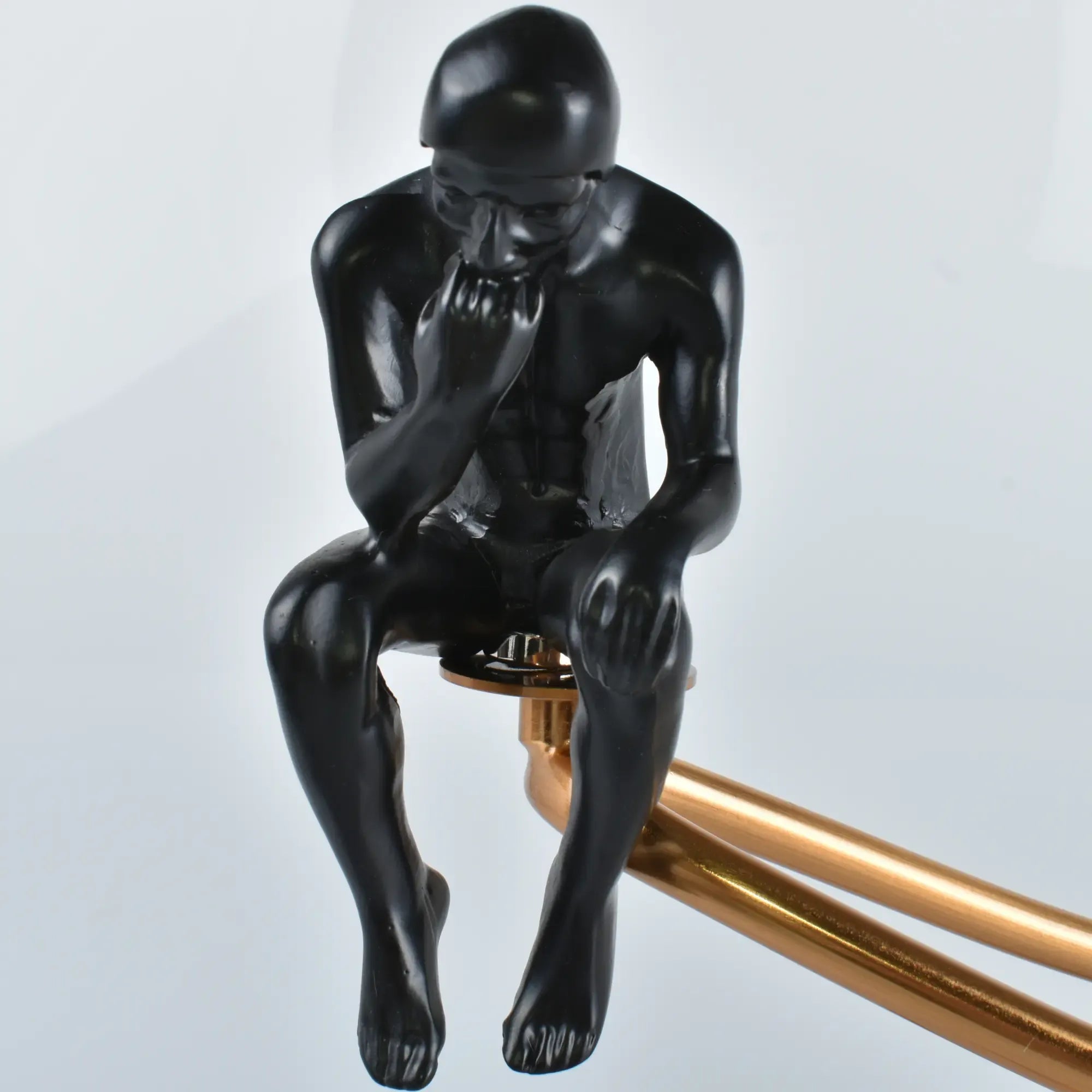 Dekofigur - Zwei Denker mit Glaskugel - Abstrakte Dekoskulptur Rodin Equilibre Antikgold