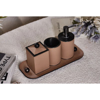 Baddeko-Set - aus 4 Teilen - Luxus Feinleder Badset Seifenspender Eleganza Bath