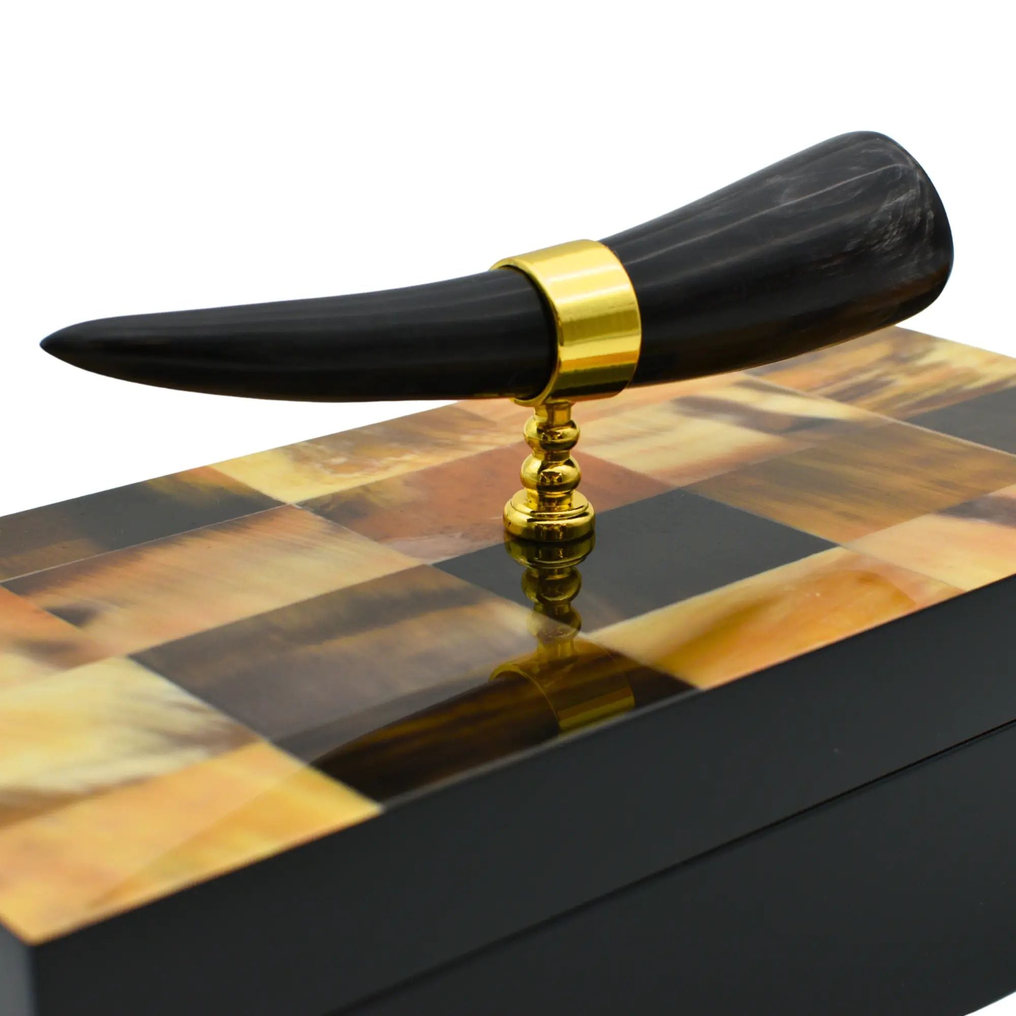 Holzschatulle - rechteckig mit Deckel - Design Aufbewahrungsbox Horn-Deko Schmuckkasten Evidenza Default Title