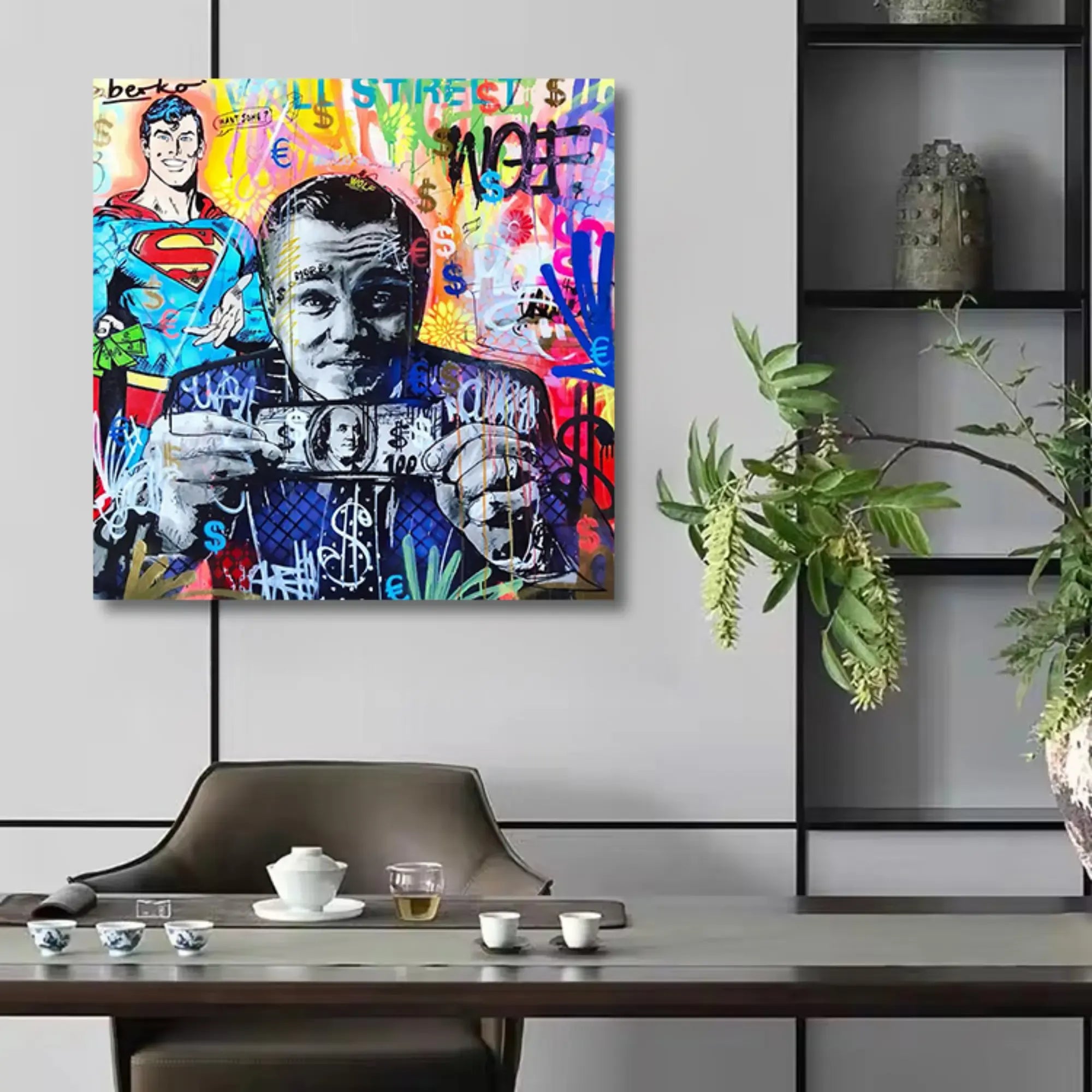 Großes Gemälde - Superman trifft Wall Street