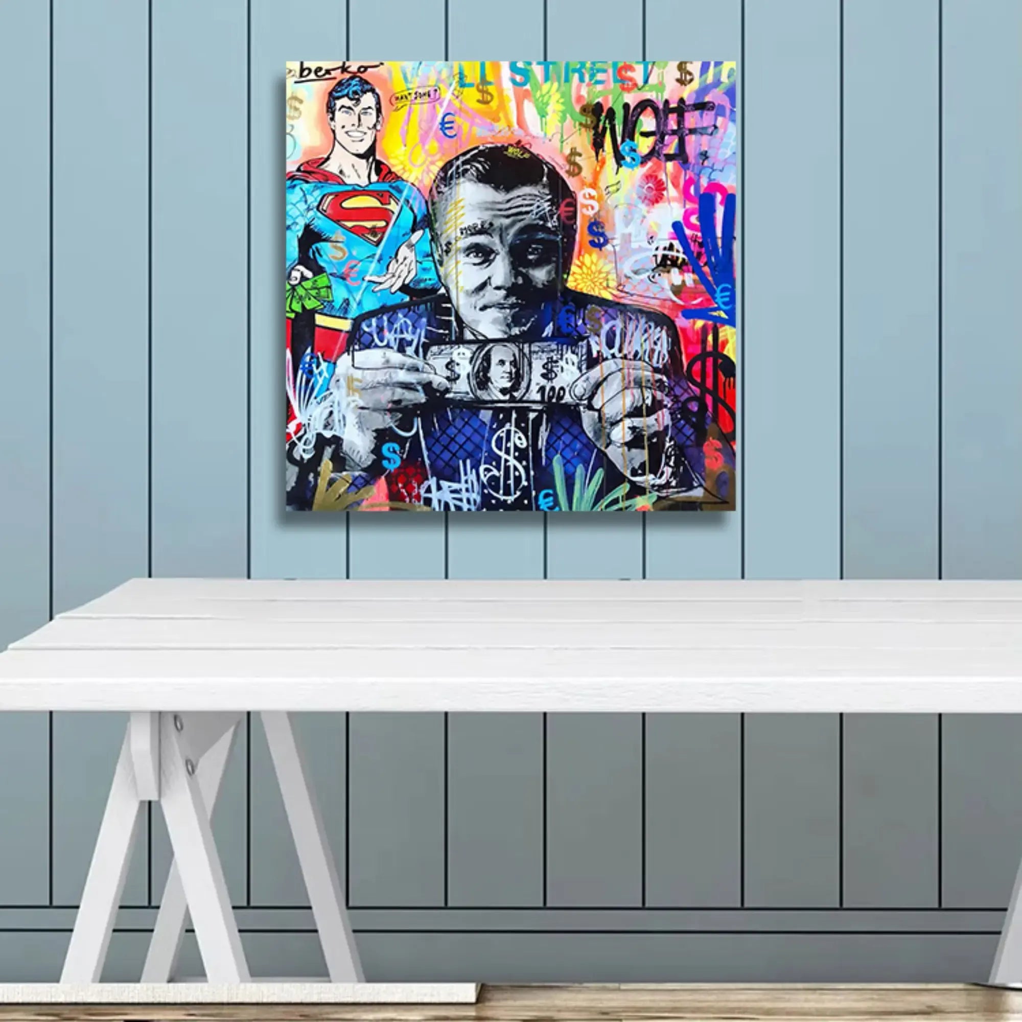 Großes Gemälde - Superman trifft Wall Street