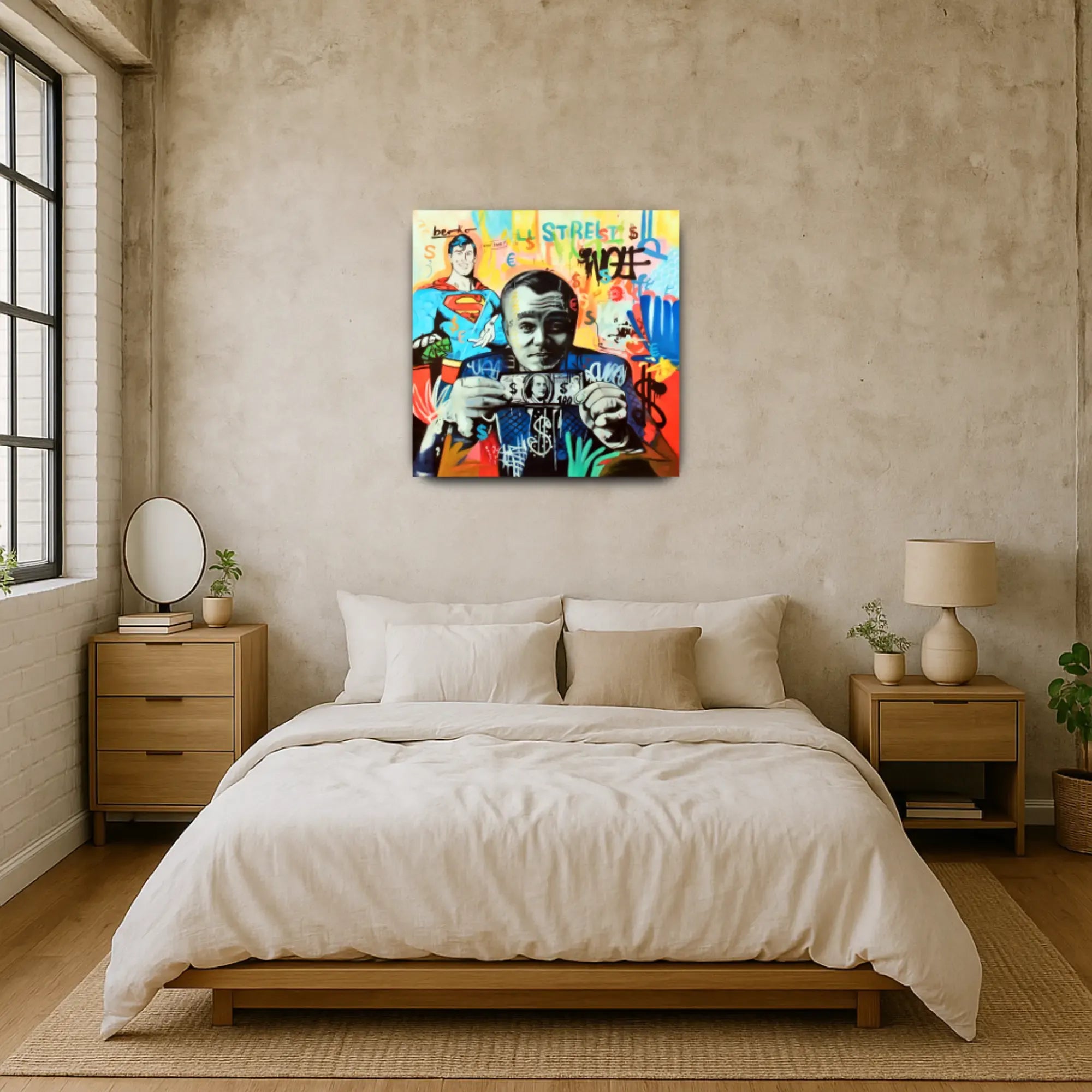 Großes Gemälde - Superman trifft Wall Street