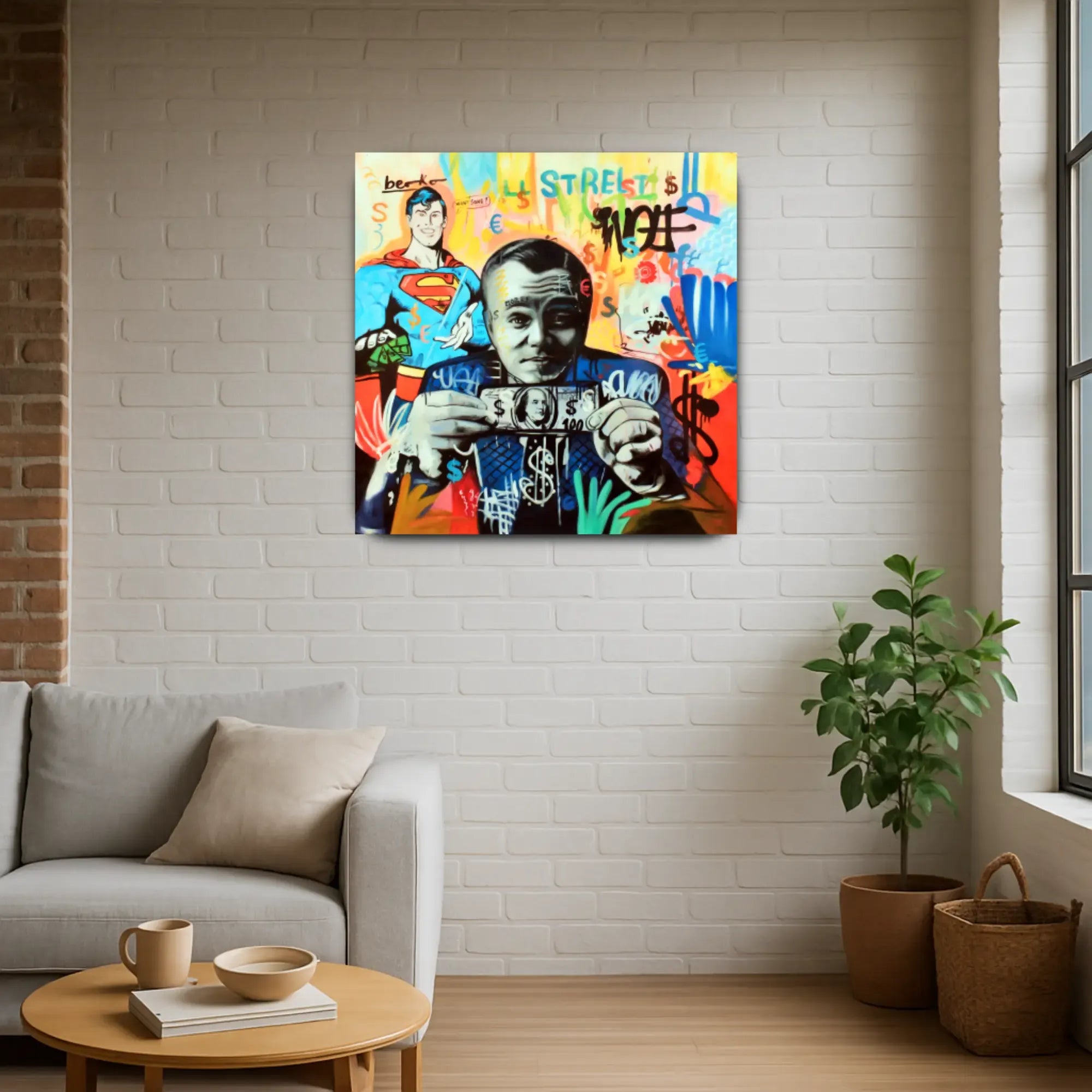 Großes Gemälde - Superman trifft Wall Street