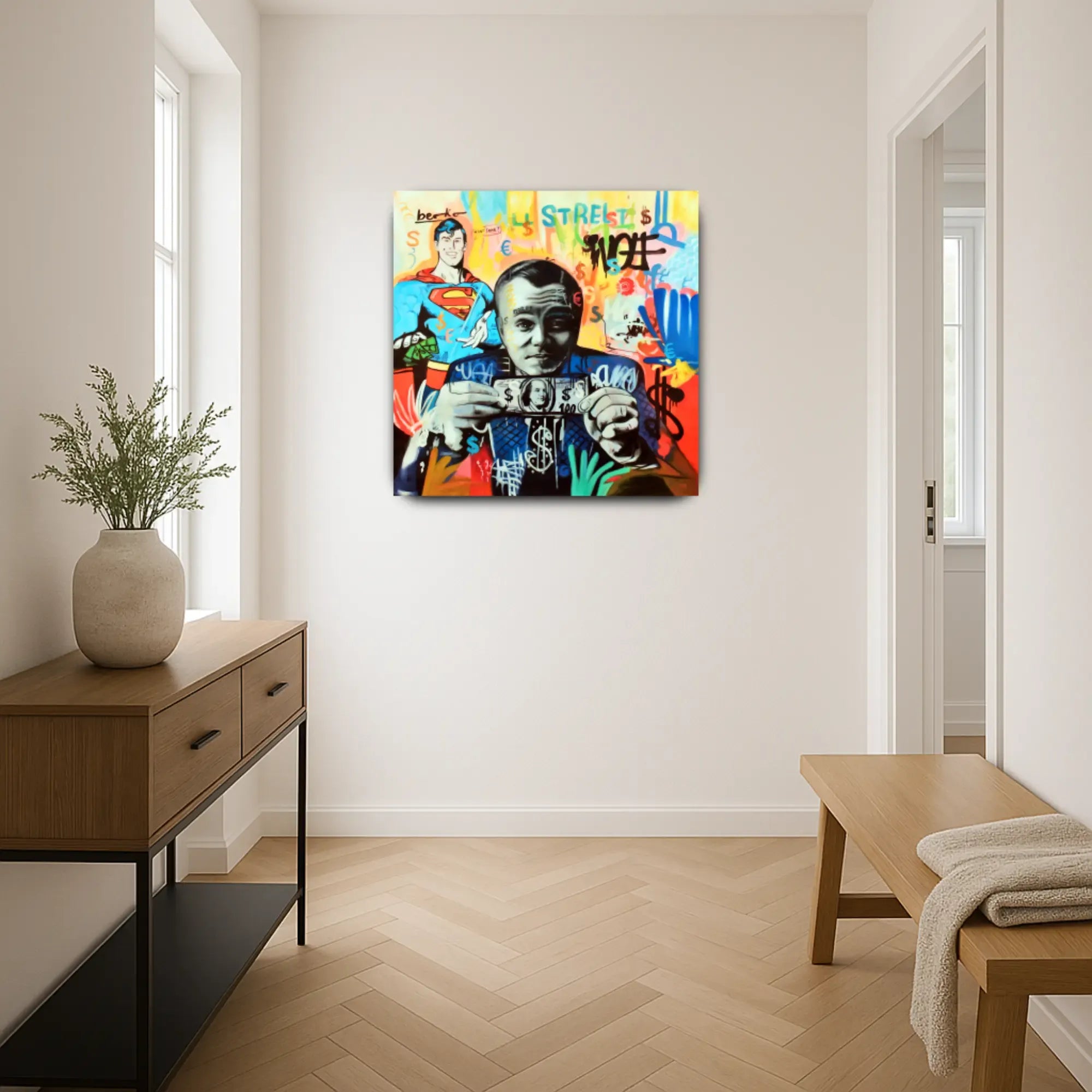 Großes Gemälde - Superman trifft Wall Street