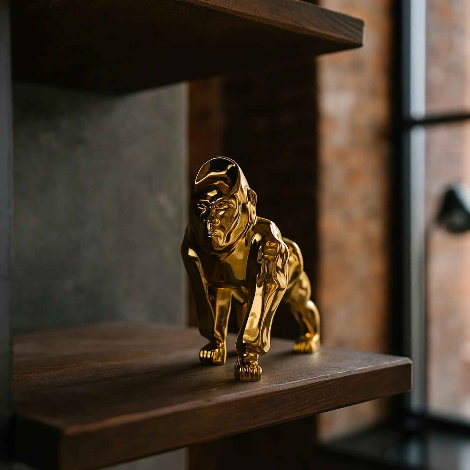 Tierfigur - goldenes Design - Designer Statue Gorilla King Kong Default Title