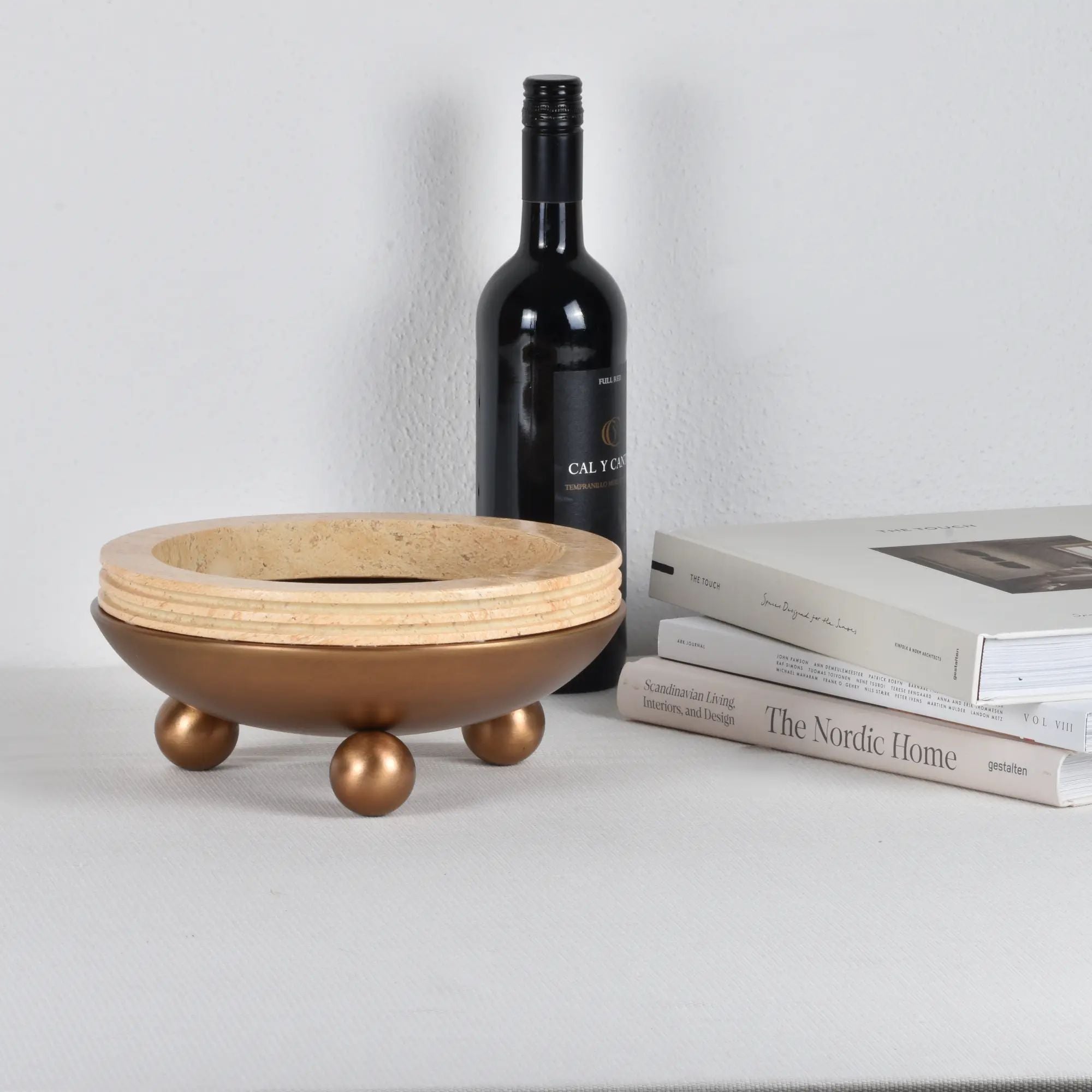 Runde-Schale - auf Kugelfüßen - Deko-und Obstschale Romano Beige