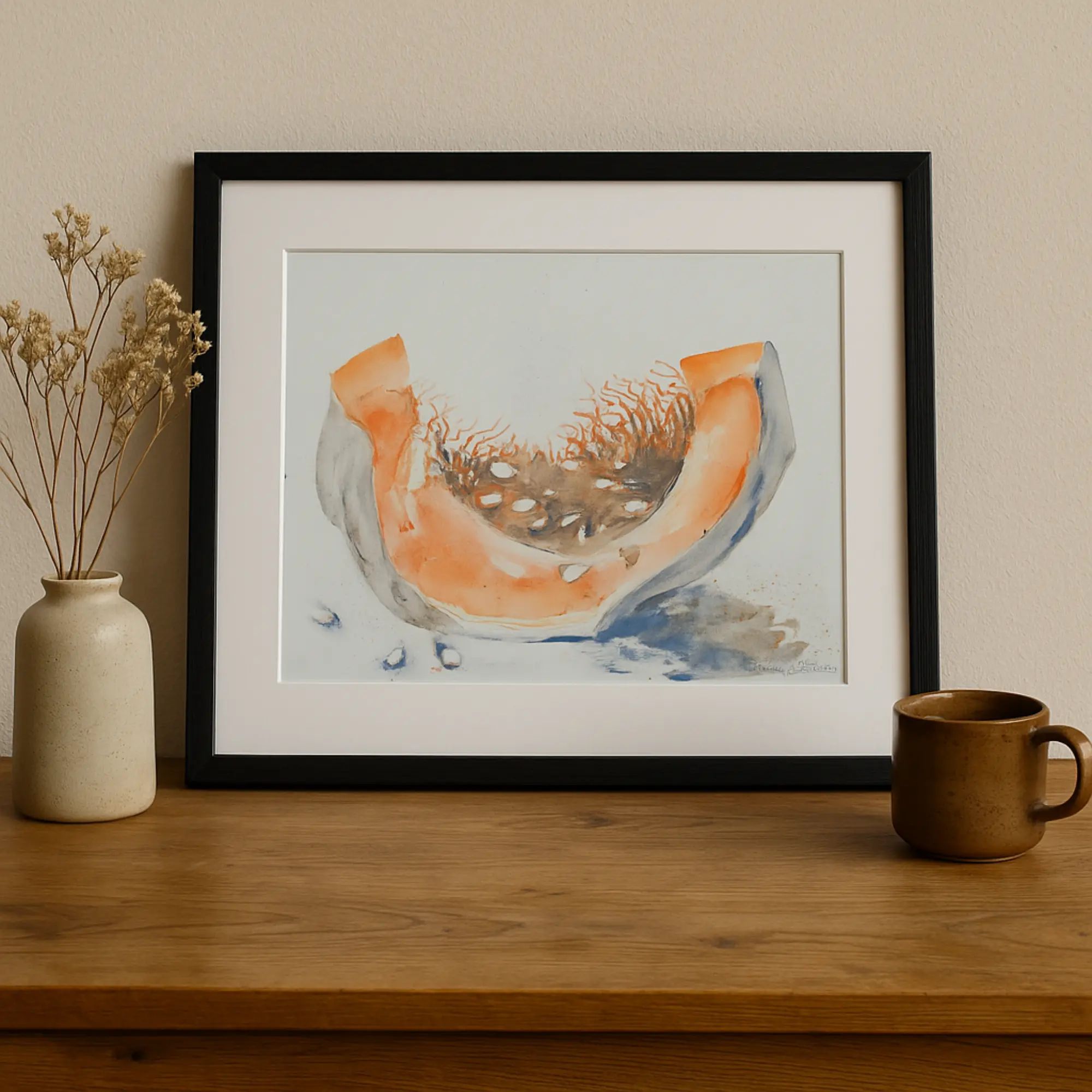 Großes Aquarellbild - Original-Gemälde Naturstudie Cucurbita Éternelle small