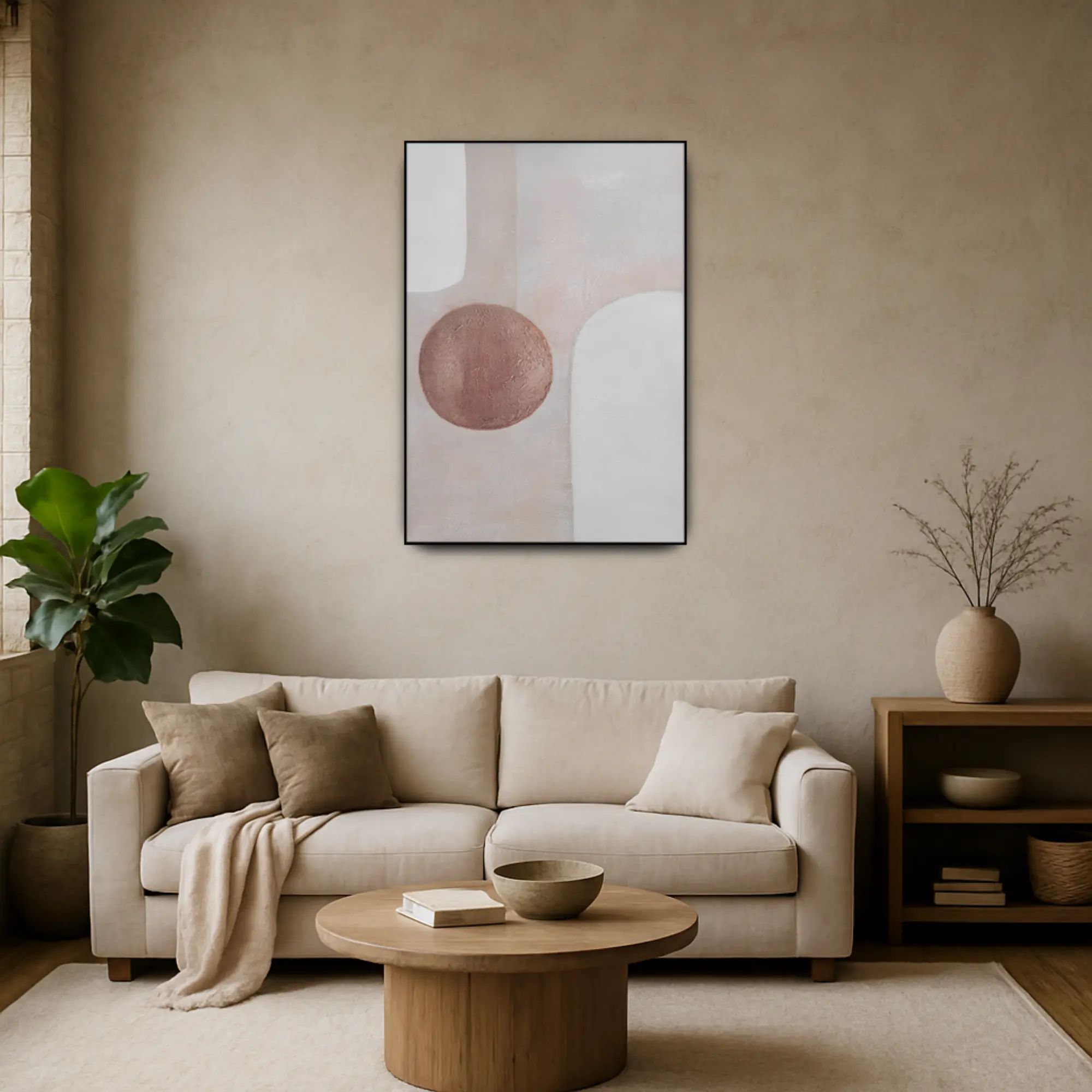Großes Gemälde - Equilibrio Silencioso aufgestellt im Interieur