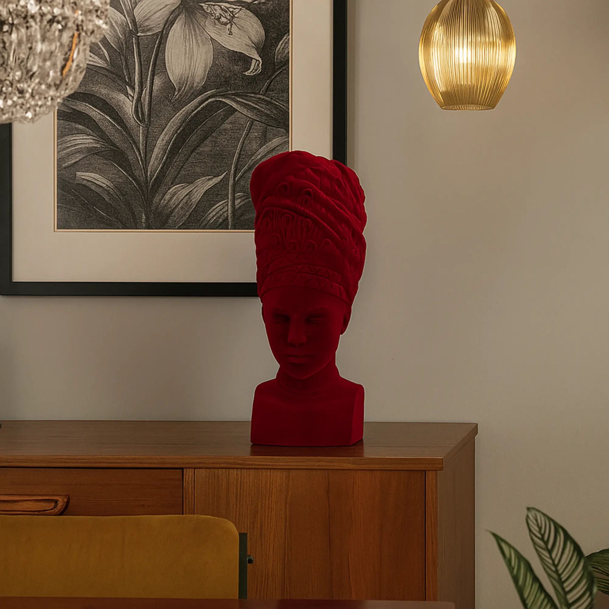 Samtdeko - Damenkopf Büste - Samt-Figur rote Deko-Figur Adeola Default Title