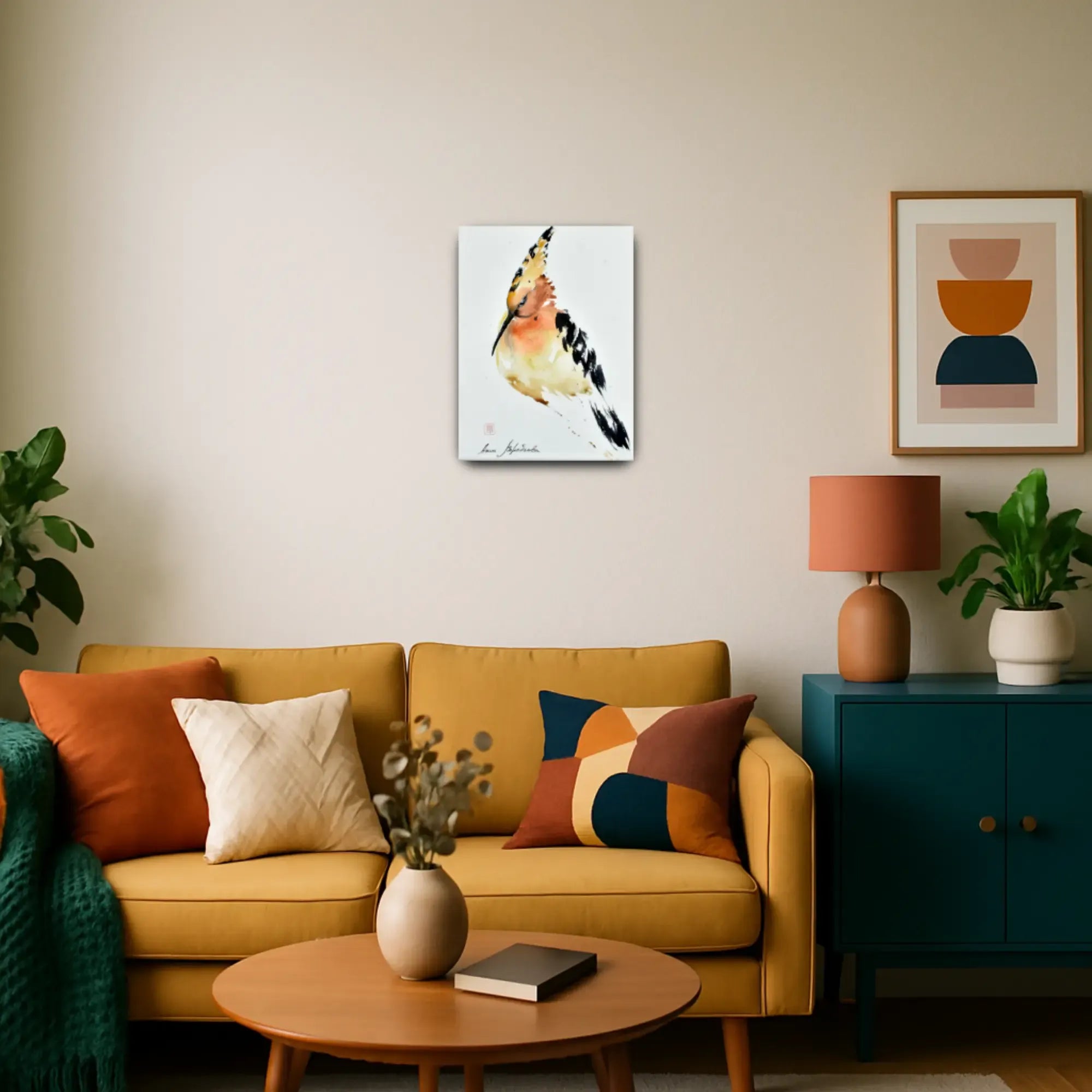 Großes Aquarellbild - Aquarellbild Edle Wandkunst Psittacus Émotion