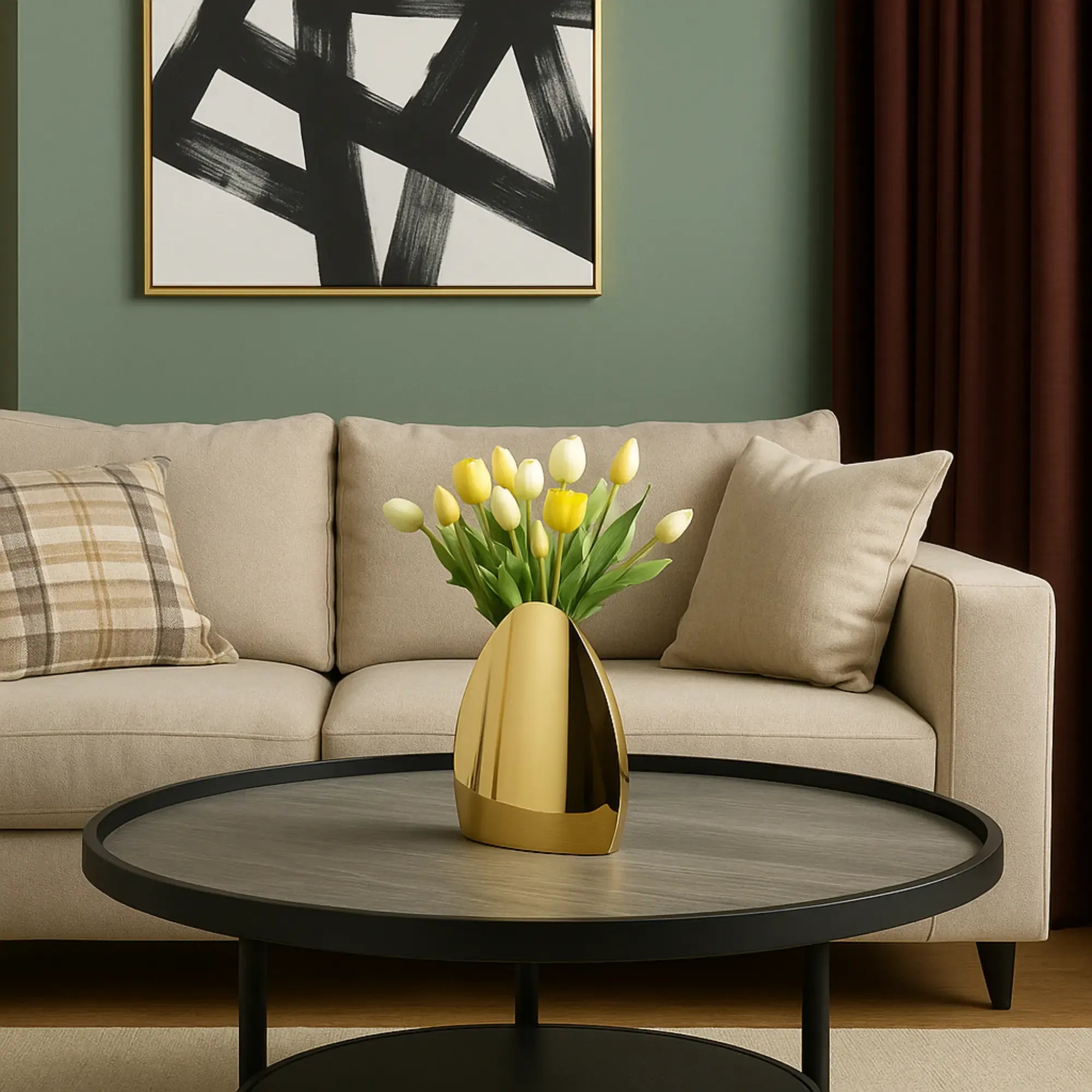 Edelstahlvase - goldglänzend - Tischvase oval edle Dekorationvase Calcolo