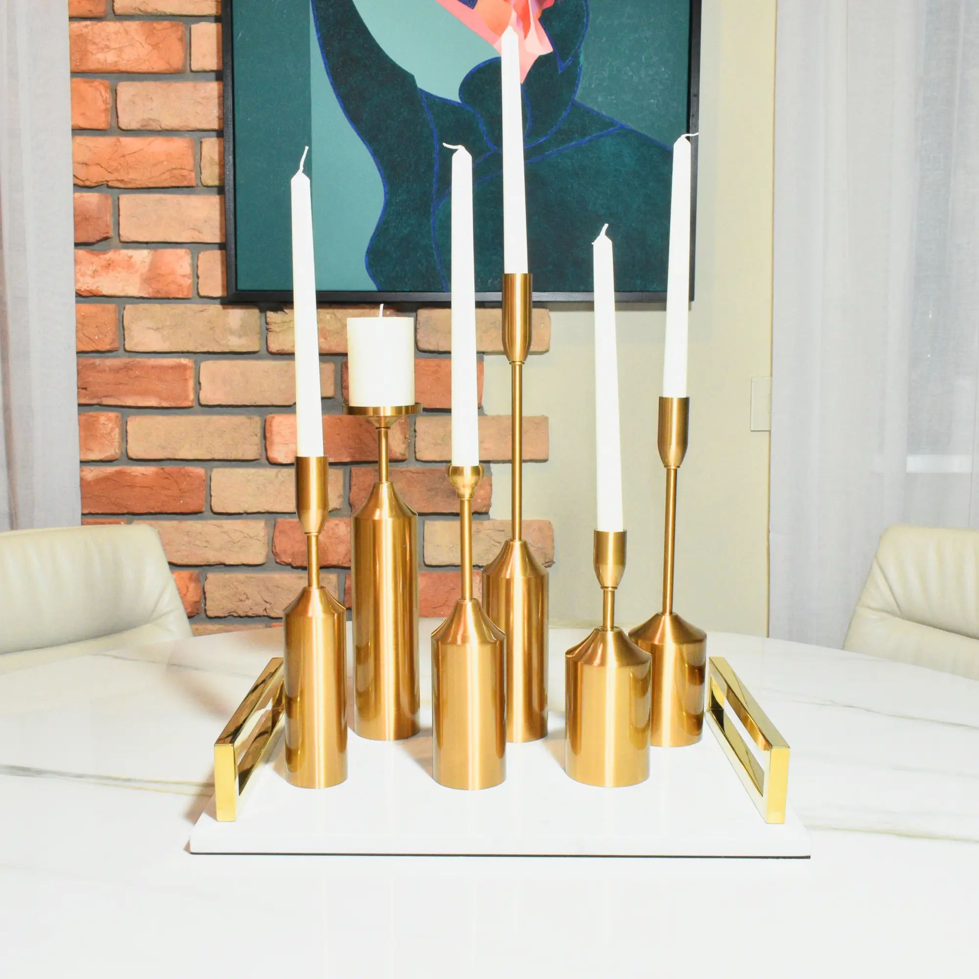 Kerzenständer-Set - für Dünne und Dicke Kerzen - Design-Set Kerzenleuchter Versatil Antikgold