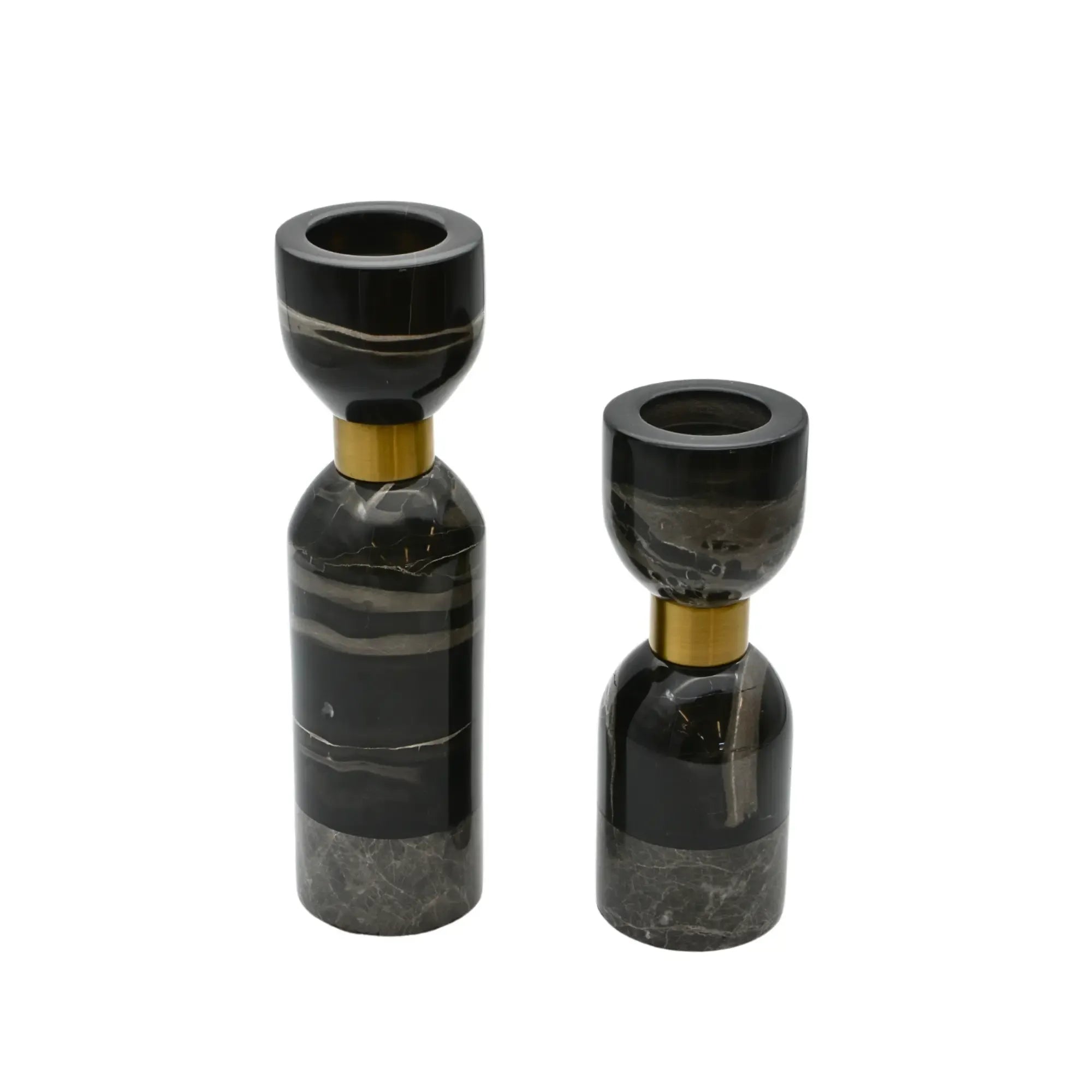 Kerzenständer - Marmor mit Goldakzent - Tischdeko Kerzenhalter edles Kerzenleuchter Obsidian Elegance Groß