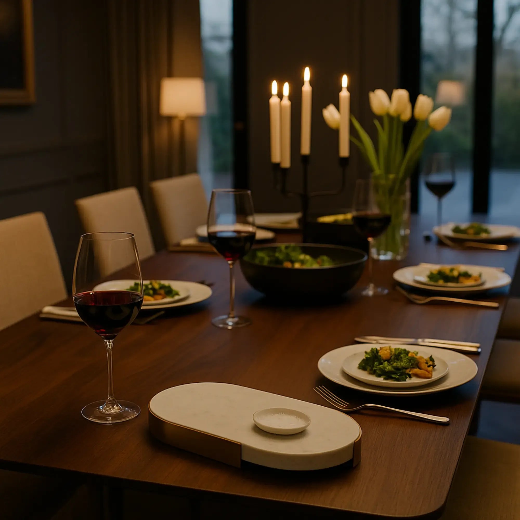 Marmortablett - oval mit Goldkante - Luxus Serviertablett Dekorationsplatte Plateau Élégance Klein