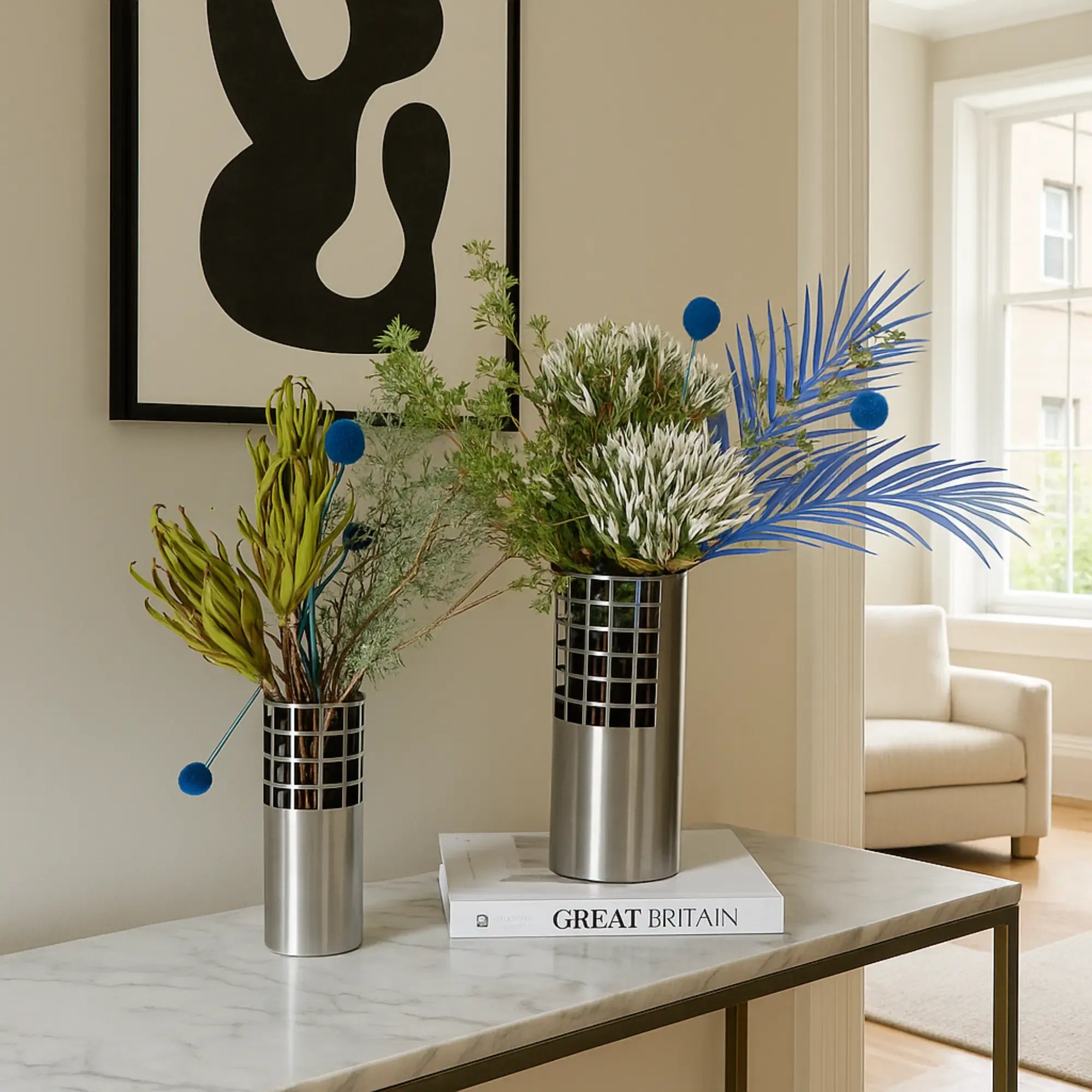 Edelstahlvase - Urban-Loft - Trockenblumenvase Metallic Loft