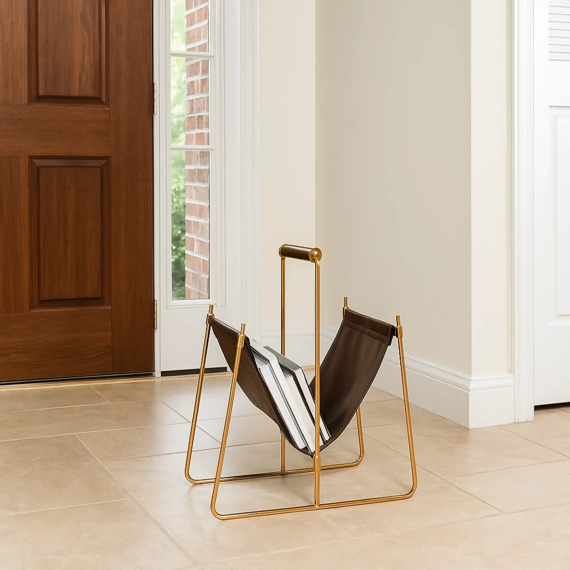 Zeitungsständer - aus Echtleder - Magazin-, Buch- und Zeitschriftenhalter Eterno