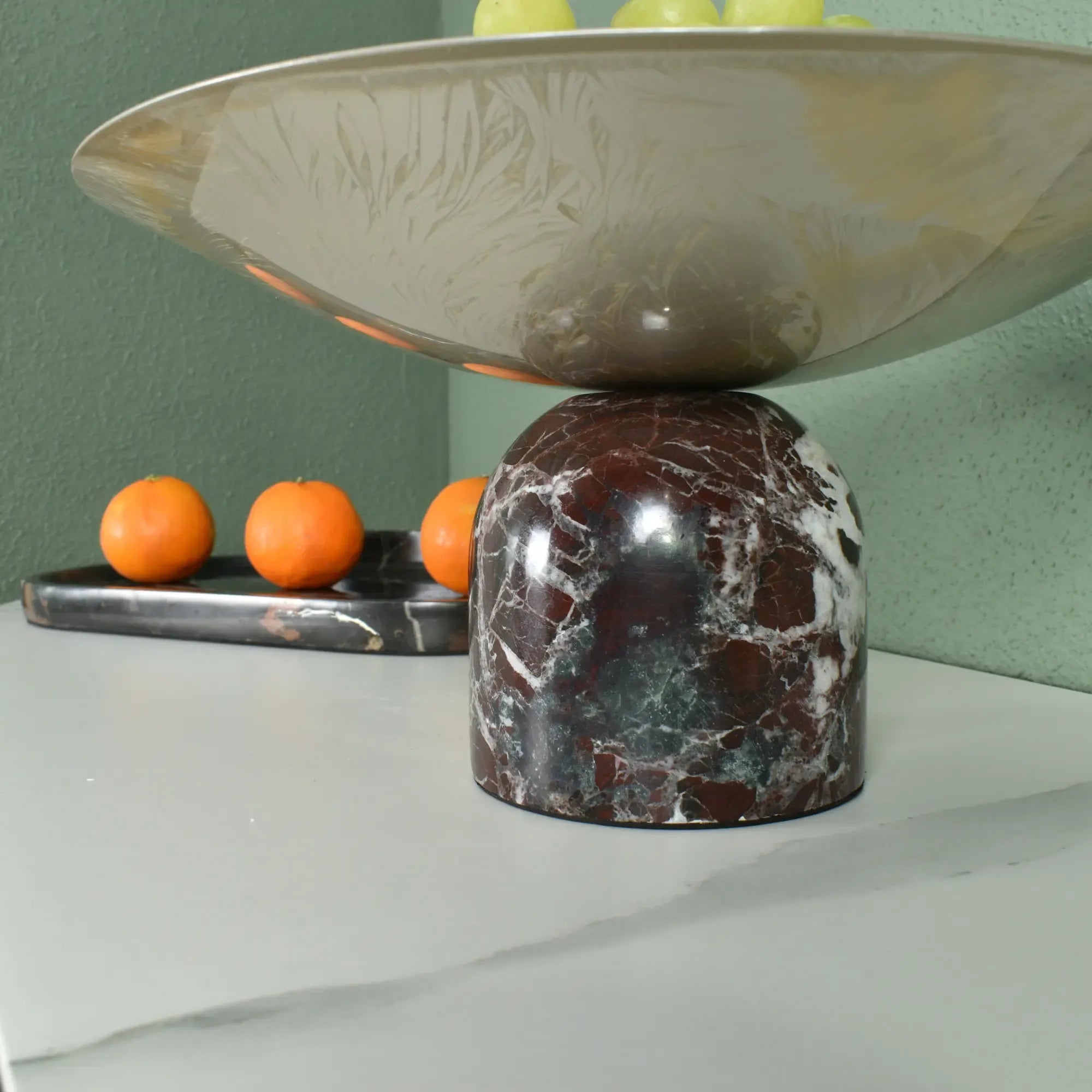 Fruchtschale - auf Marmorfuß - Servierschale Designer Obstschale Bendición
