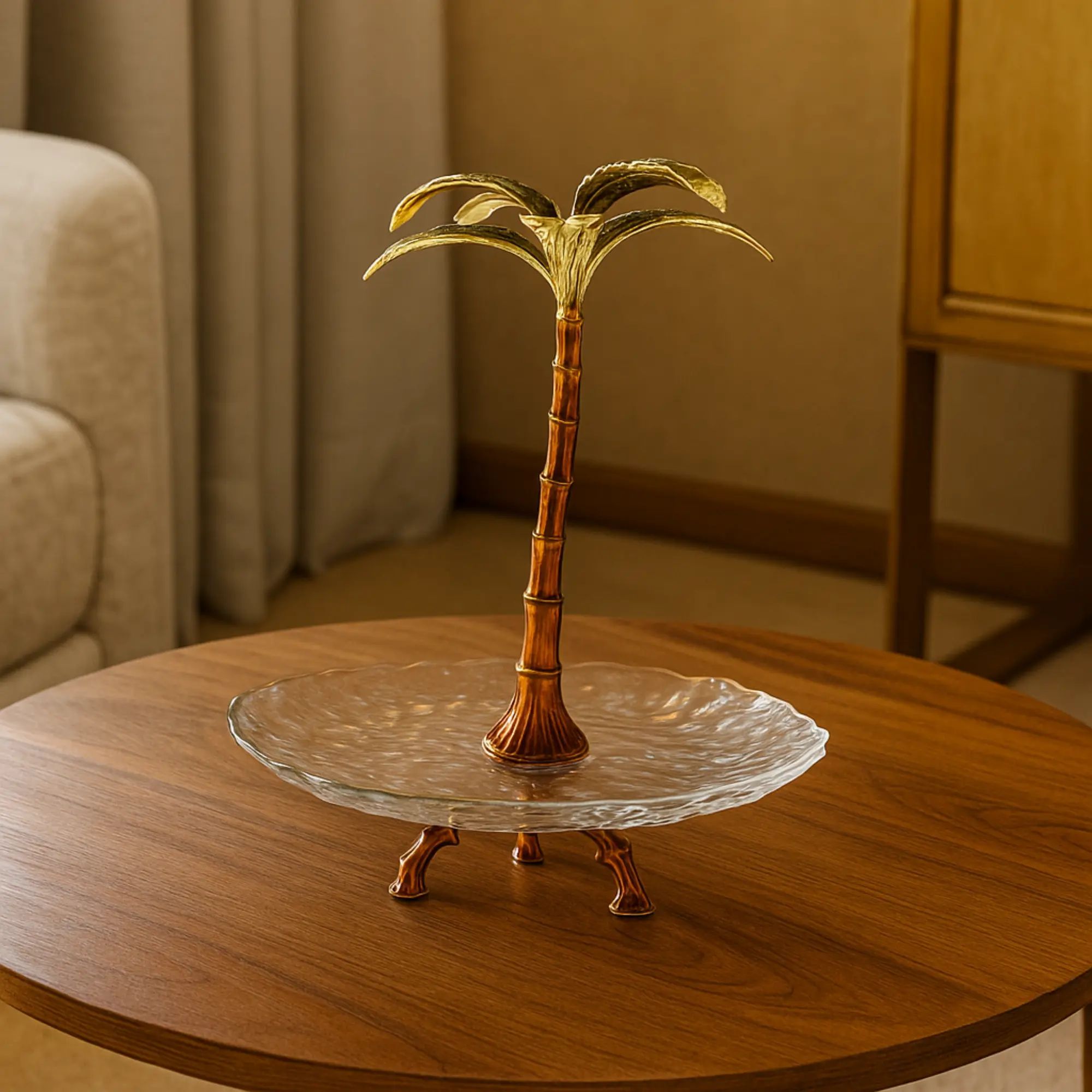 Dessertetagere - einstufiges Glas - Dessertteller klassische Etagere Palme Default Title