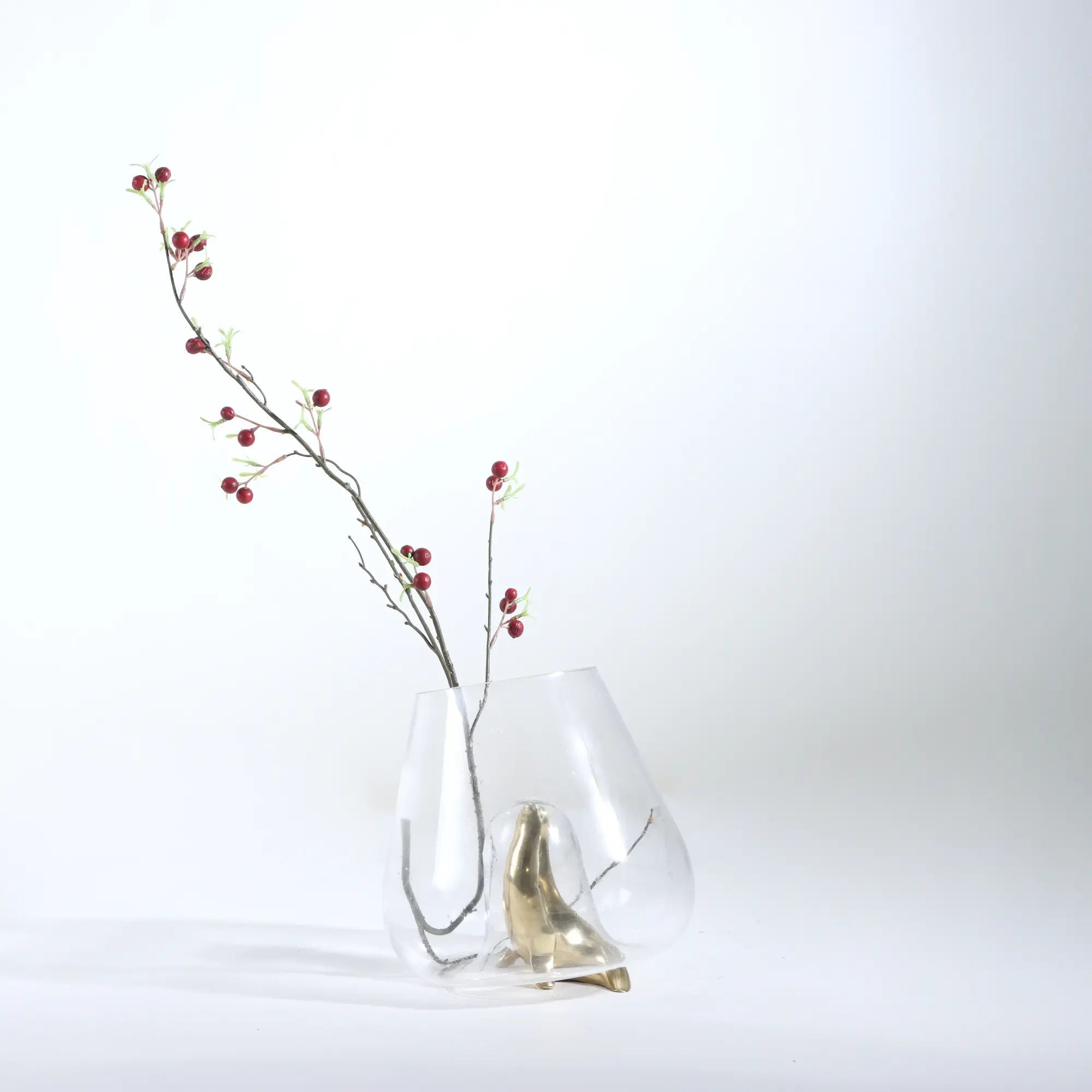 Glasvase - für Dekoration - Glas Gefäss, Runde große Deko Vase Sea Lion Default Title