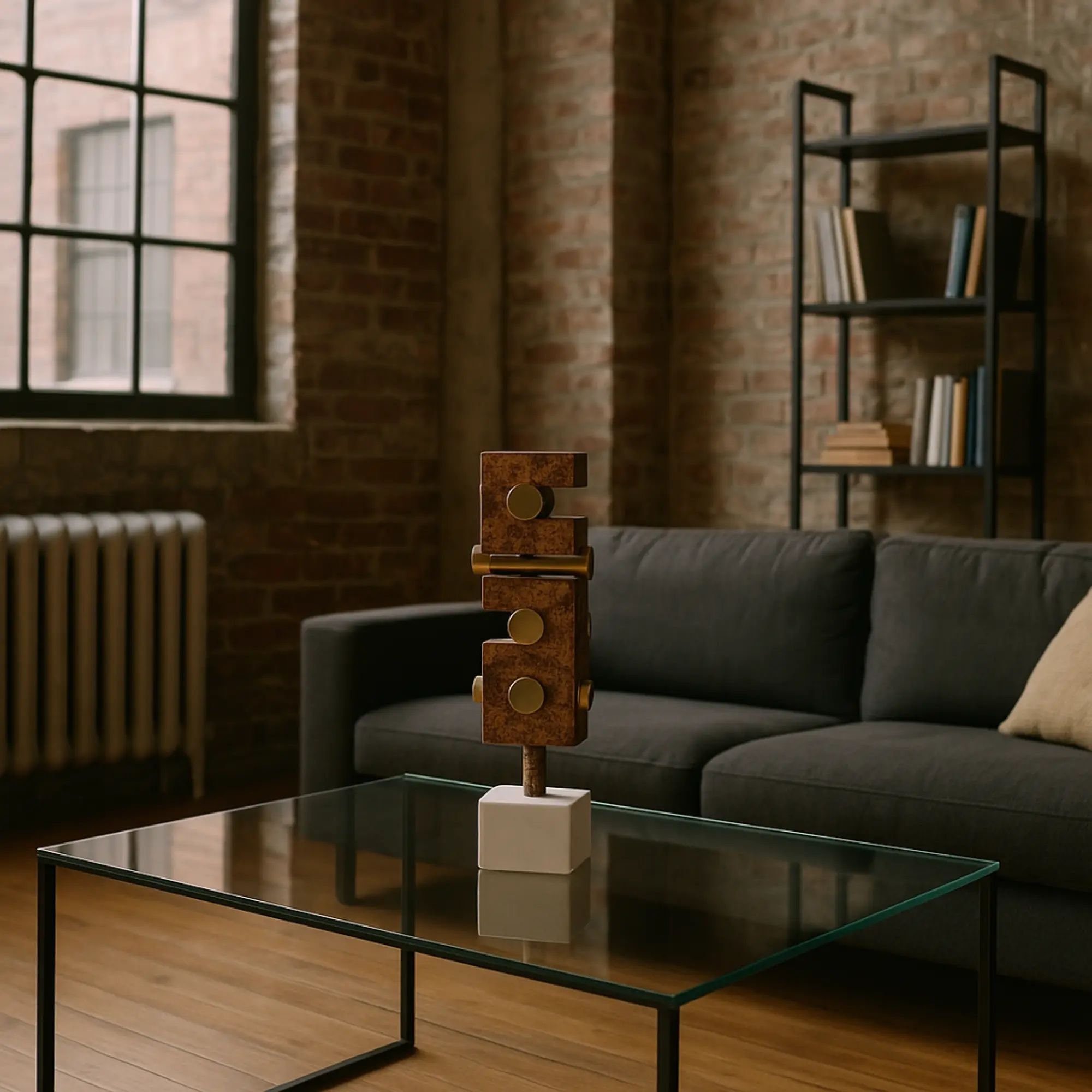 Skulptur - mit Goldakzenten - Designobjekt edle Dekoration Skulptur Seguro aufgestellt im Interieur