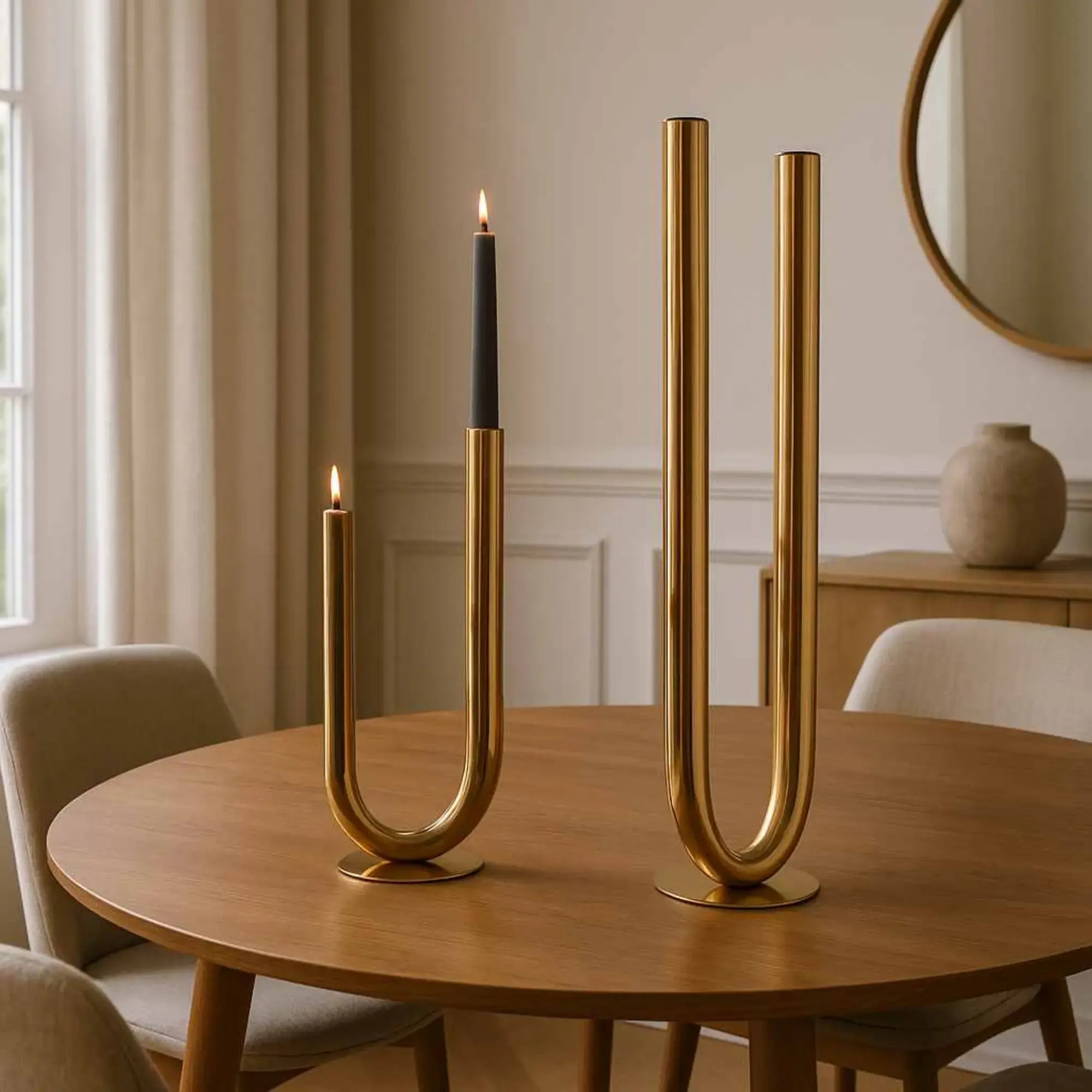 Kerzenständer-Set - U-Form Stabkerzen - Designer Kerzenhalter Leuchter Enamigi