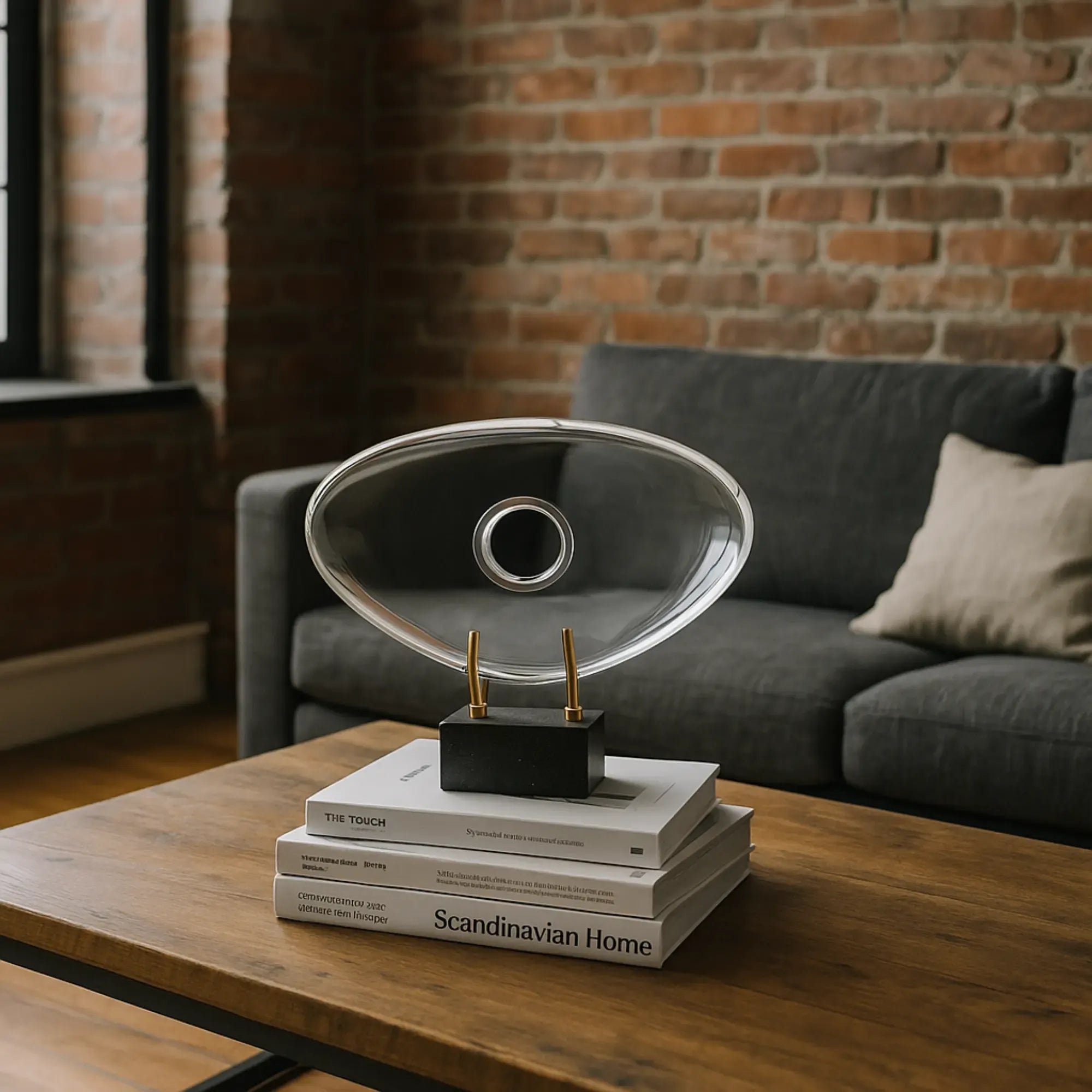 Dekoobjekt - Glaskunst auf Marmor - Glasfigur Abstrakt Designobjekt organisch Nuvole aufgestellt im Interieur