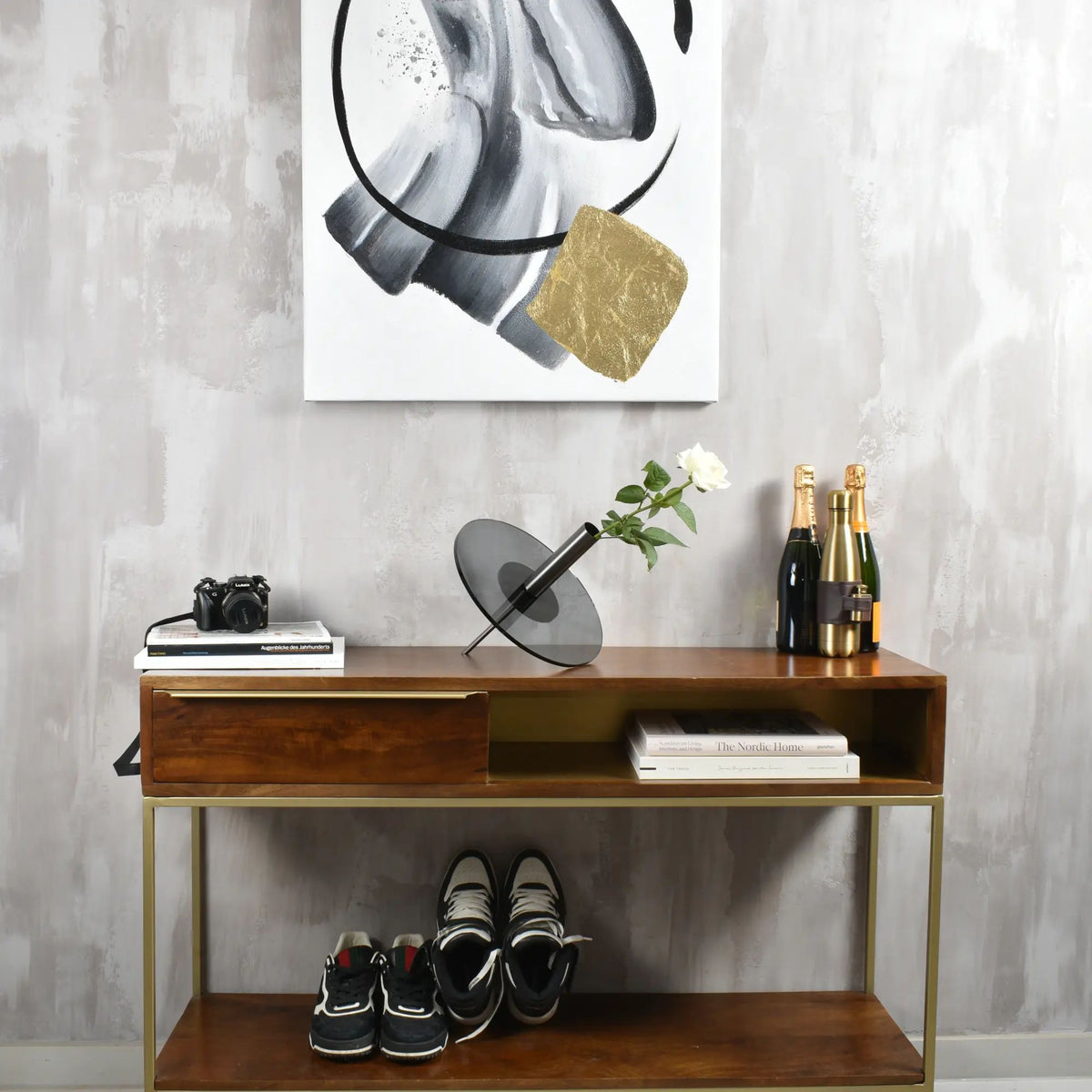 Dekovase - Moderne Design Vase mit Metallständer - Kreiselvaso Giro