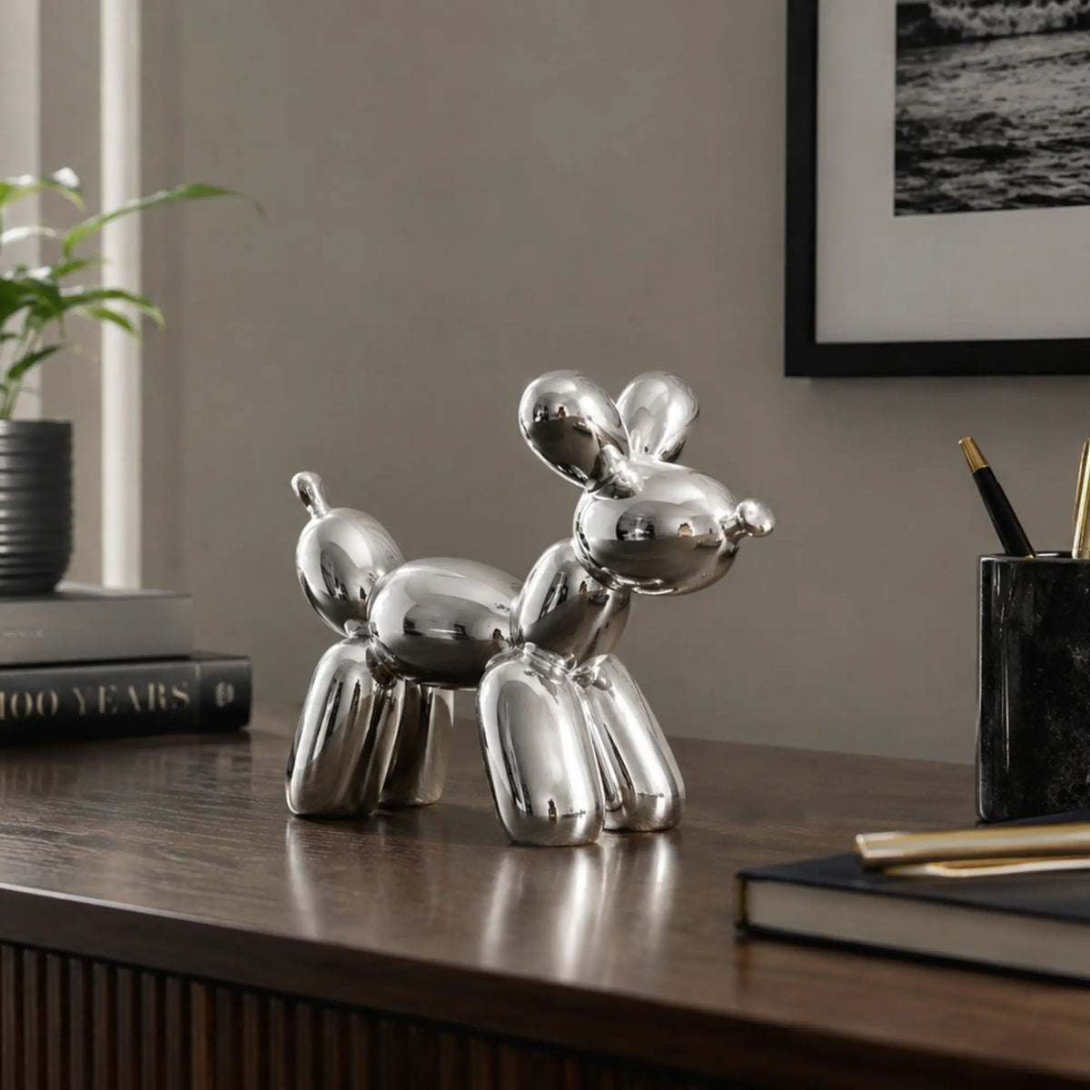 Tierfigur - Skulptur glänzende Ballonhund-Dekoration – Metall Deko-Objekt in Chrom-Optik Ludique Canis