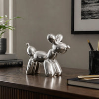 Tierfigur - Skulptur glänzende Ballonhund-Dekoration – Metall Deko-Objekt in Chrom-Optik Ludique Canis
