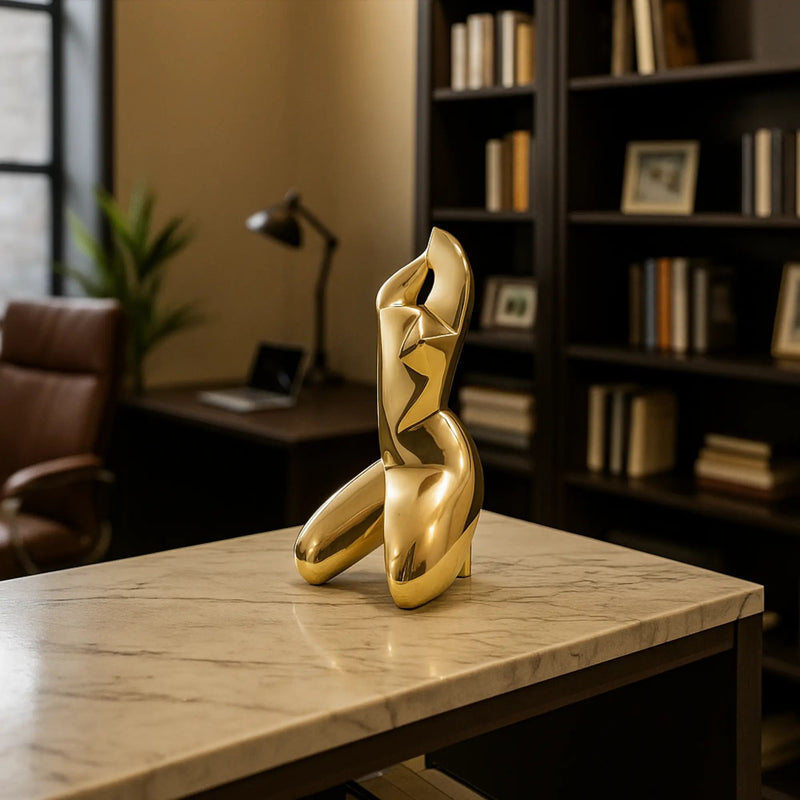 Dekofigur - Abstrakte Skulptur glänzende biomorphe Figur Danseuse Aurea