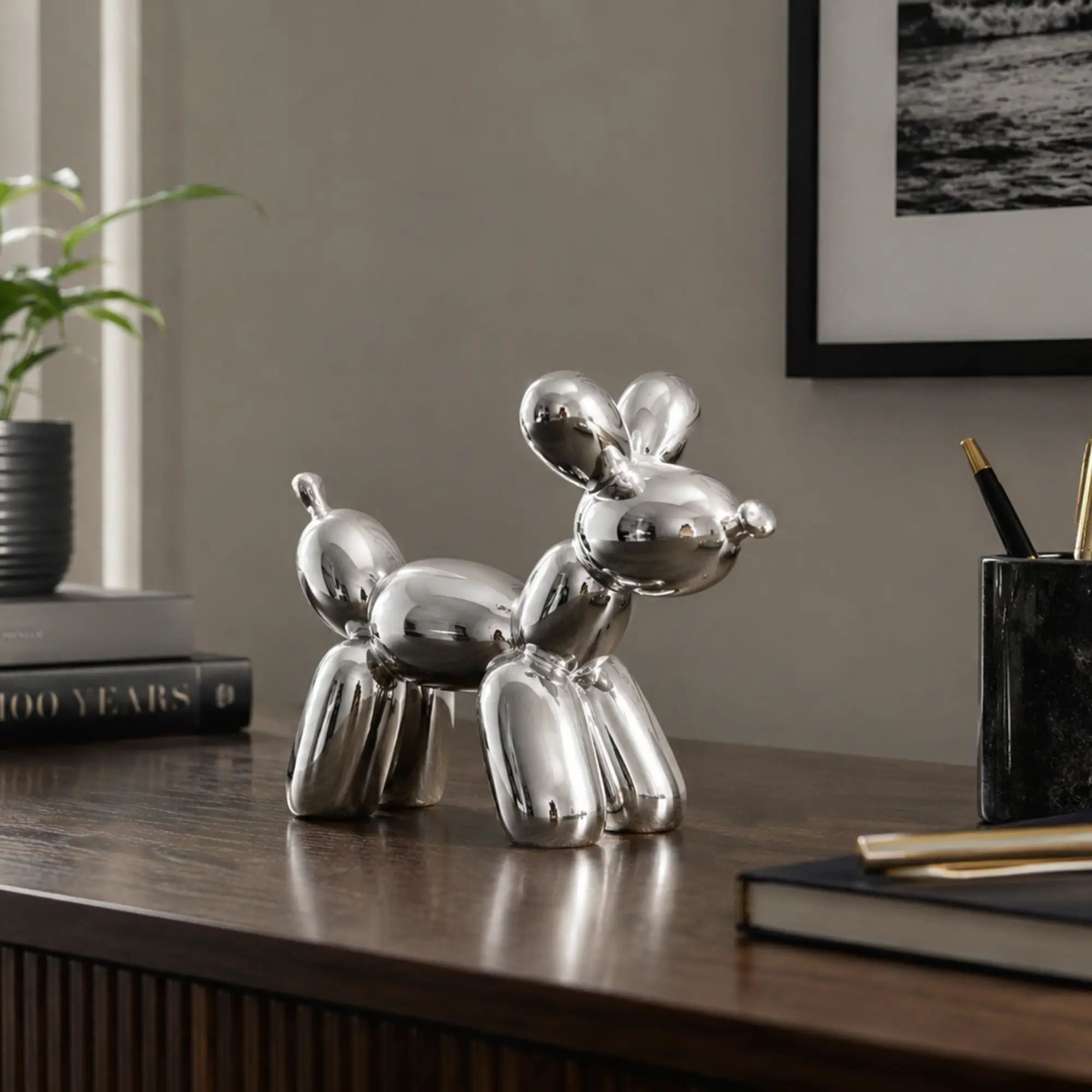 Tierfigur - Skulptur glänzende Ballonhund-Dekoration – Metall Deko-Objekt in Chrom-Optik Ludique Canis Nan