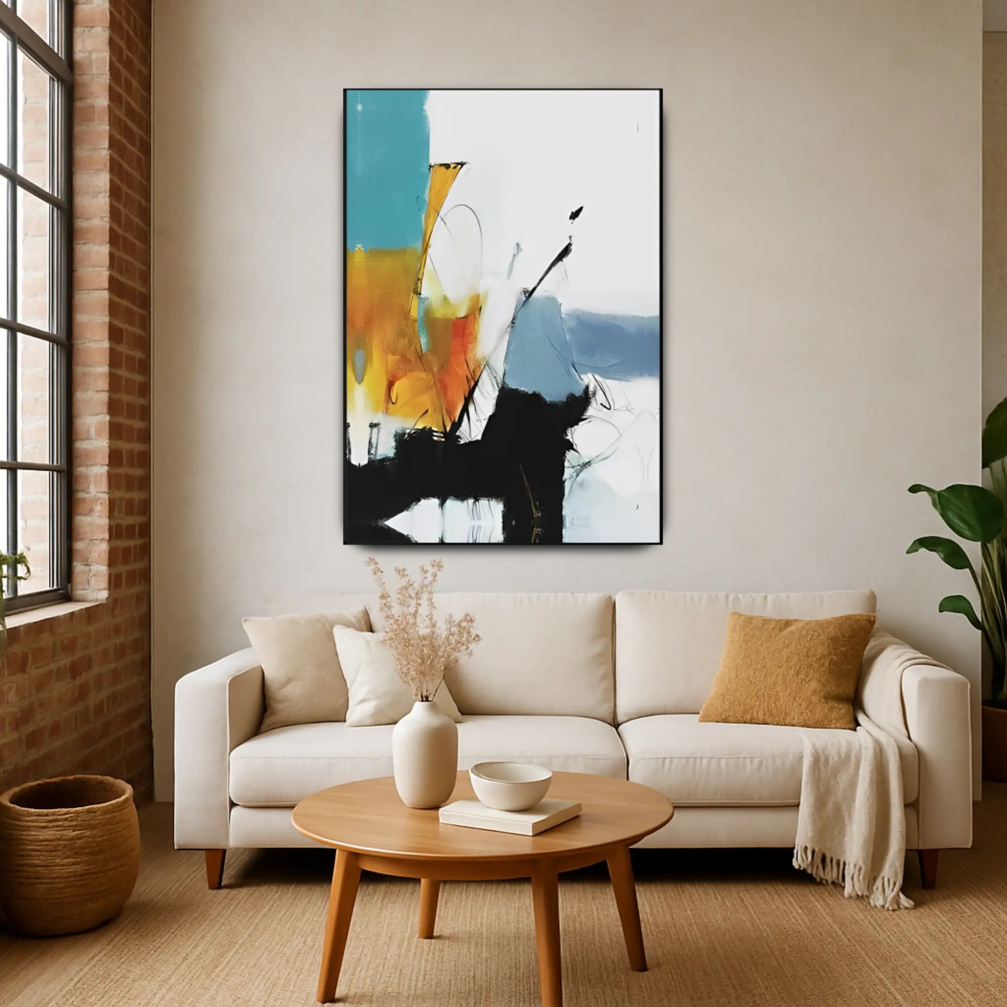 Großes Gemälde - Explosión de Color aufgestellt im Interieur