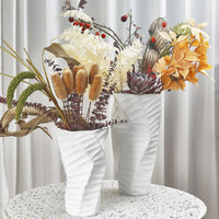 Tischvase - Keramikoptik - Große Standvase Struktur Wellenvase Vasi Duo