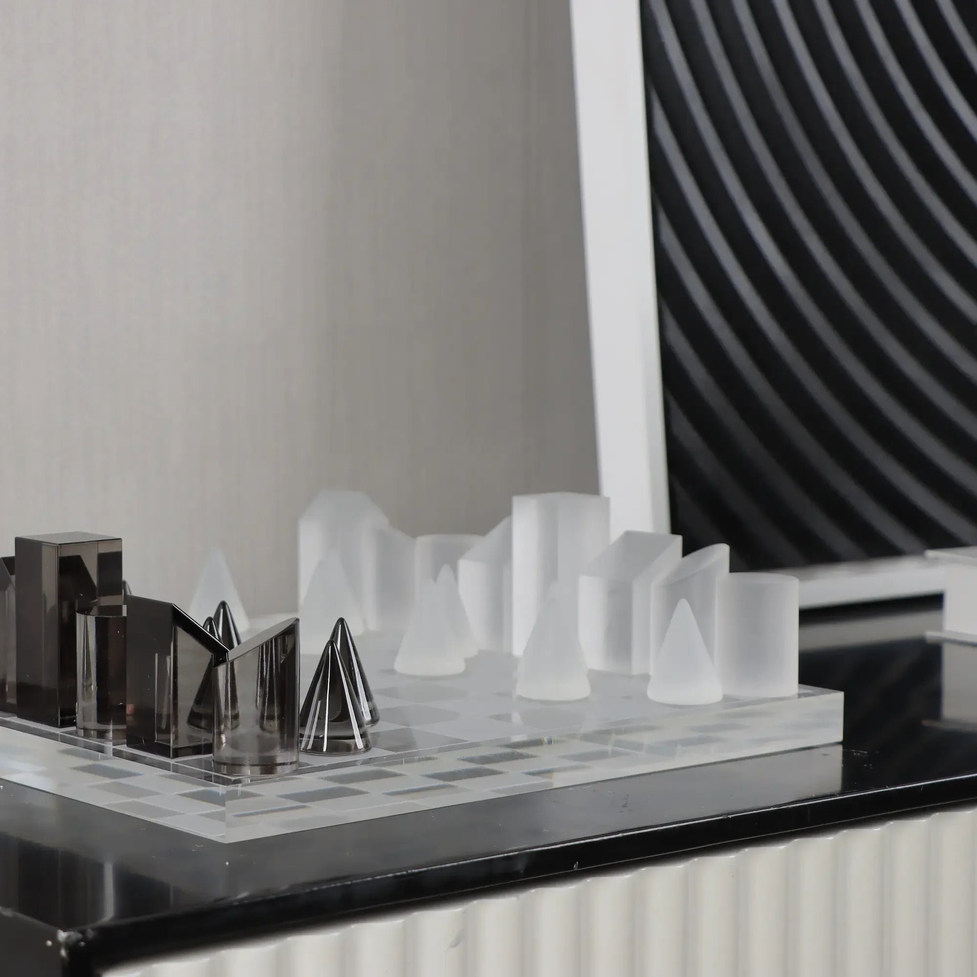 Schachspiel - aus Kristall und Acryl - Modernes Schachspiel edles Glas-Tischspiel Kristall Luxe