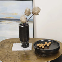 Marmorvase - mit verdrehtem Fuß - Schlichte elegante schwere Designer Marmor Tischvase Élan Noir