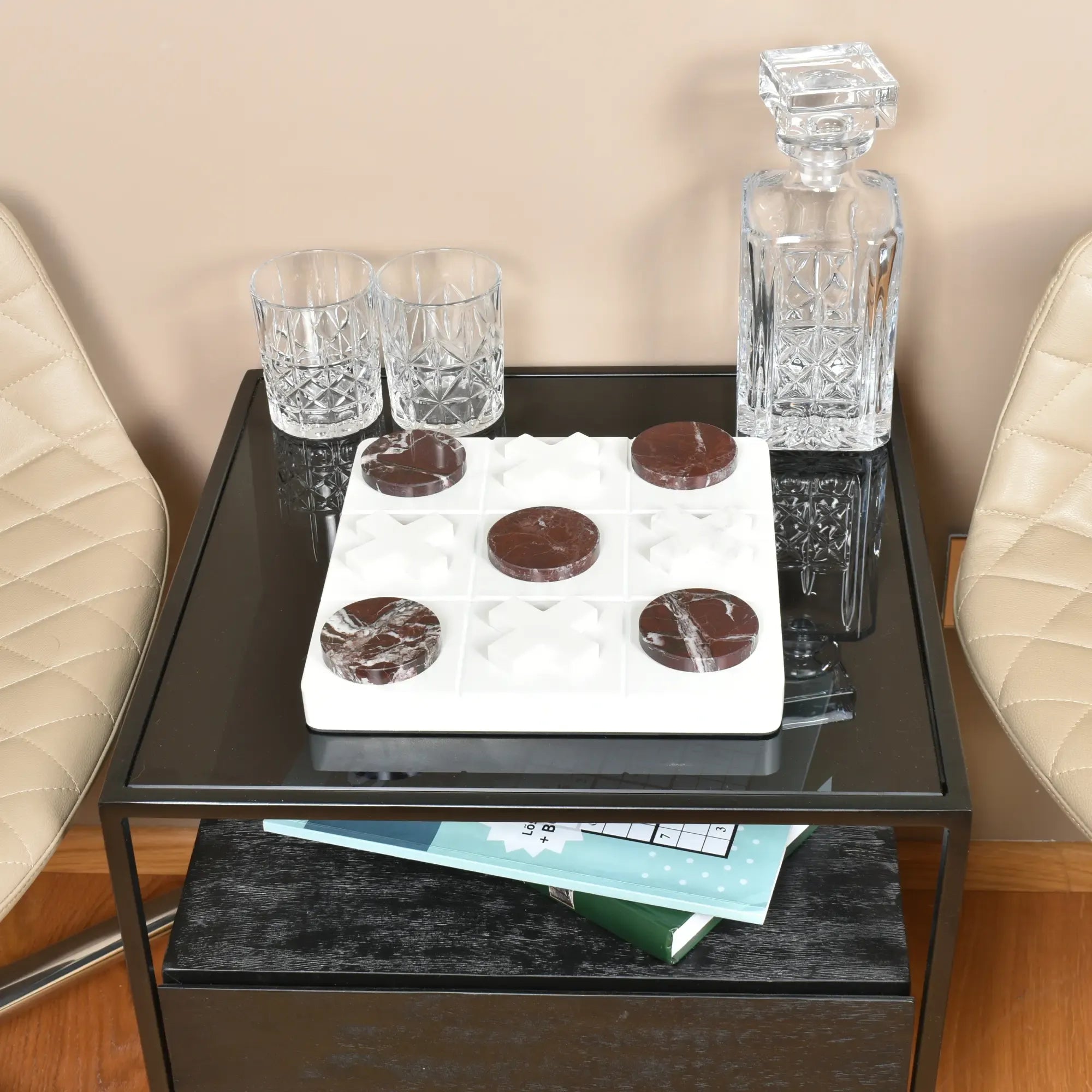 Tischspiel - Tic-Tac-Toe-Spiel - Designspiel Drei Gewinnt Marmortischspiel TicTacToe