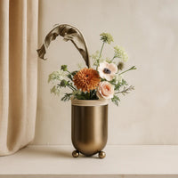 Dekovase - Bronzeoptik rund - Große Tischvase Trockenblumen-Vase Romano