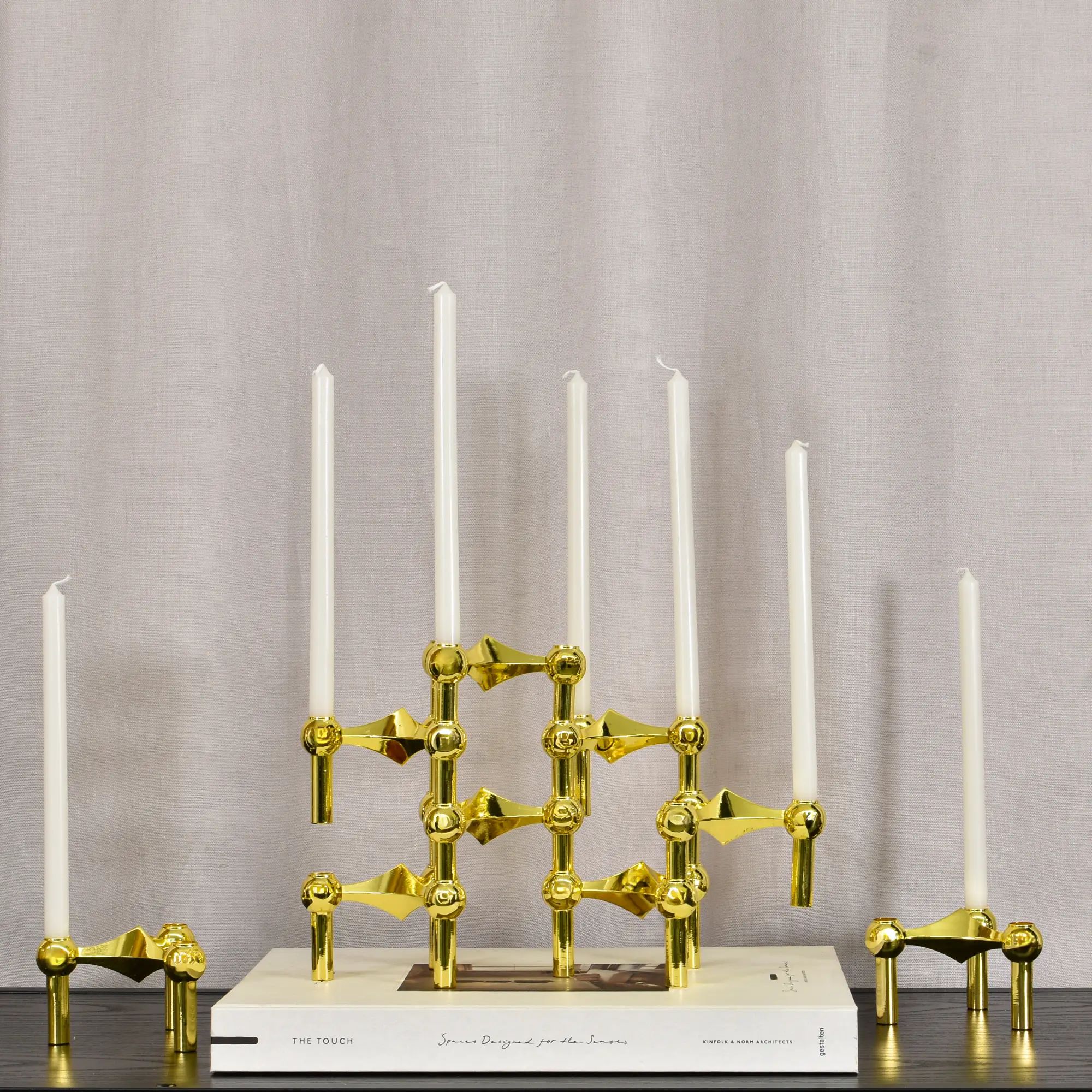 Kerzenständer - Modularer Design-Leuchter Nagel Stapelbar Triade Aurea Gold