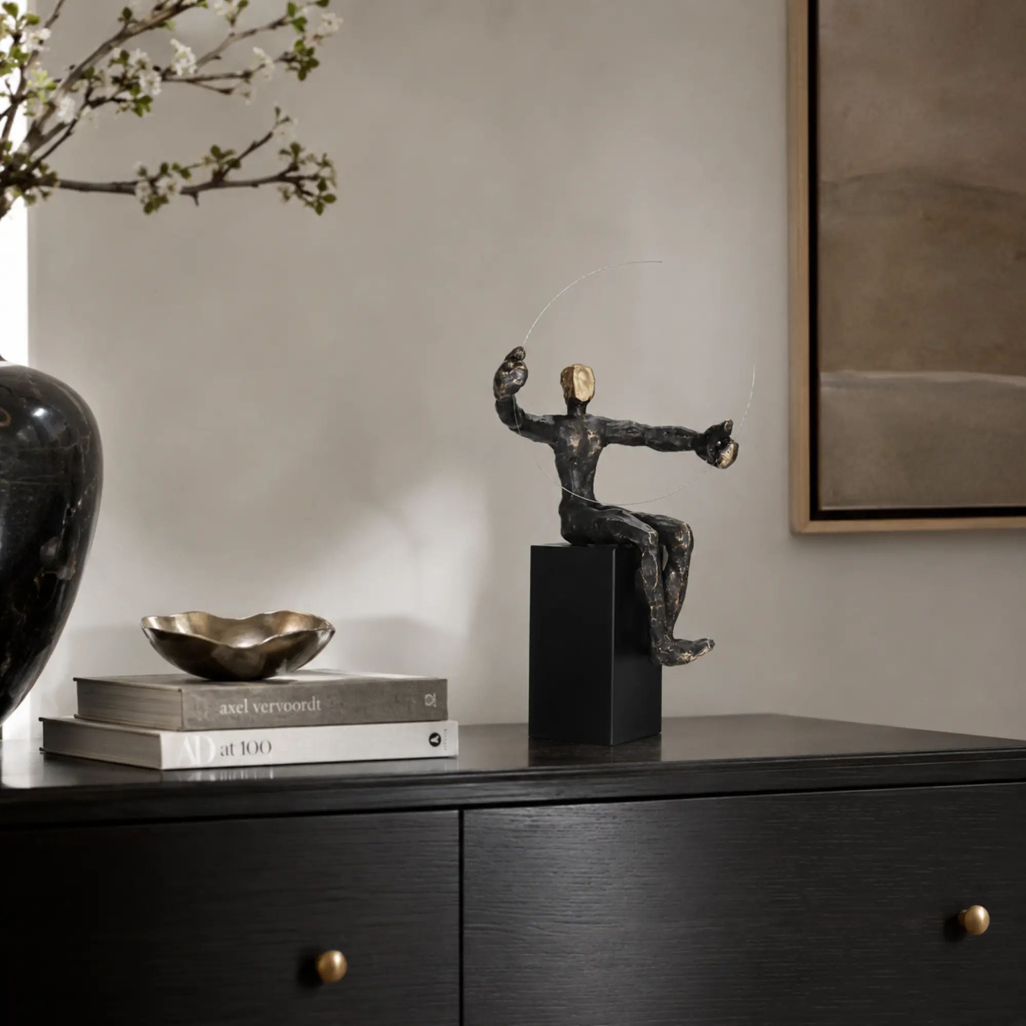 Dekofigur - sitzender Mensch - Sitzende Deko Menschfigur mit Glasscheibe Homme Éthéré Default Title