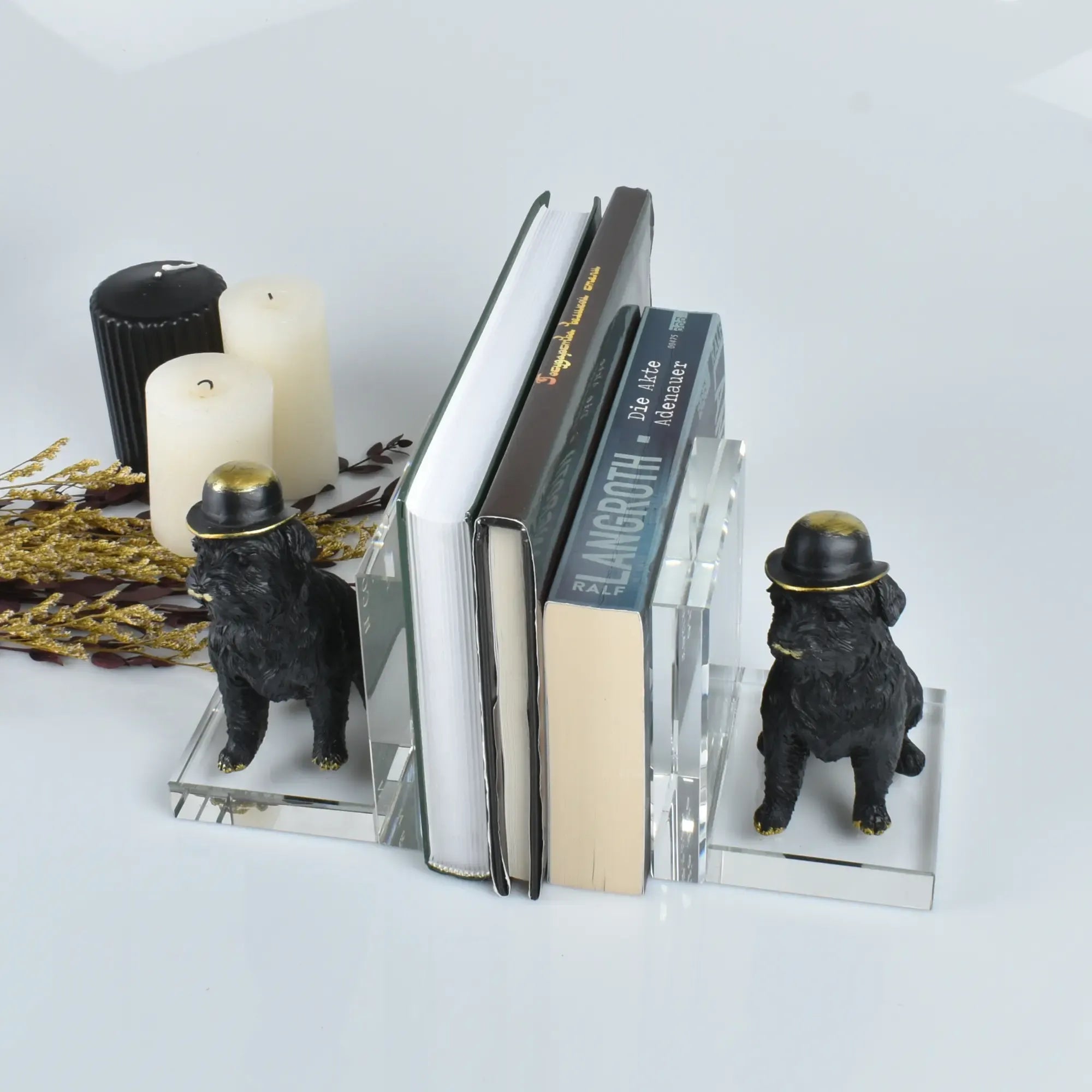 Buchstütze - SET mit zwei Hunden - Buchhalter Deko-Objekt Dogy