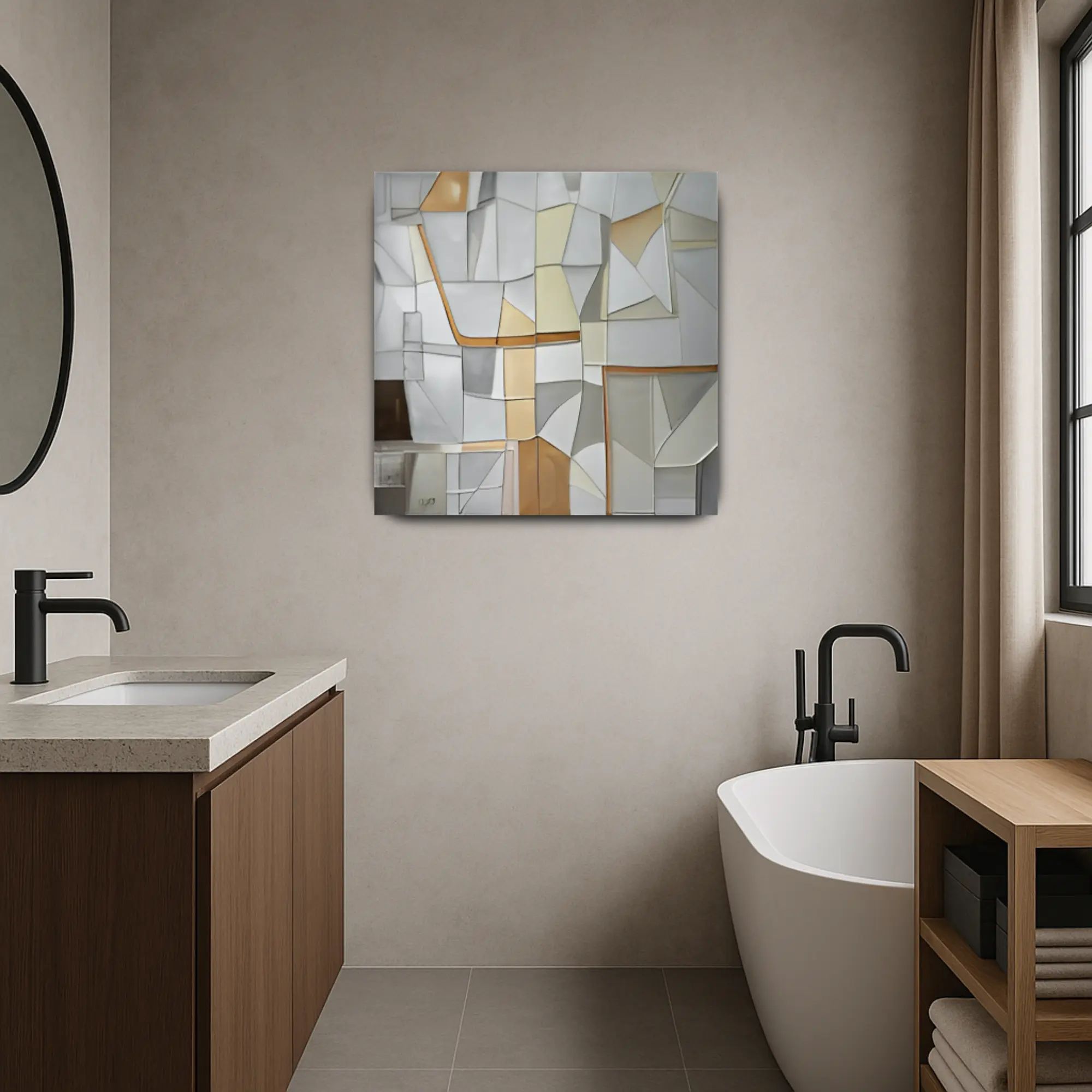 Großes Gemälde - Geometría de Serenidad aufgestellt im Interieur