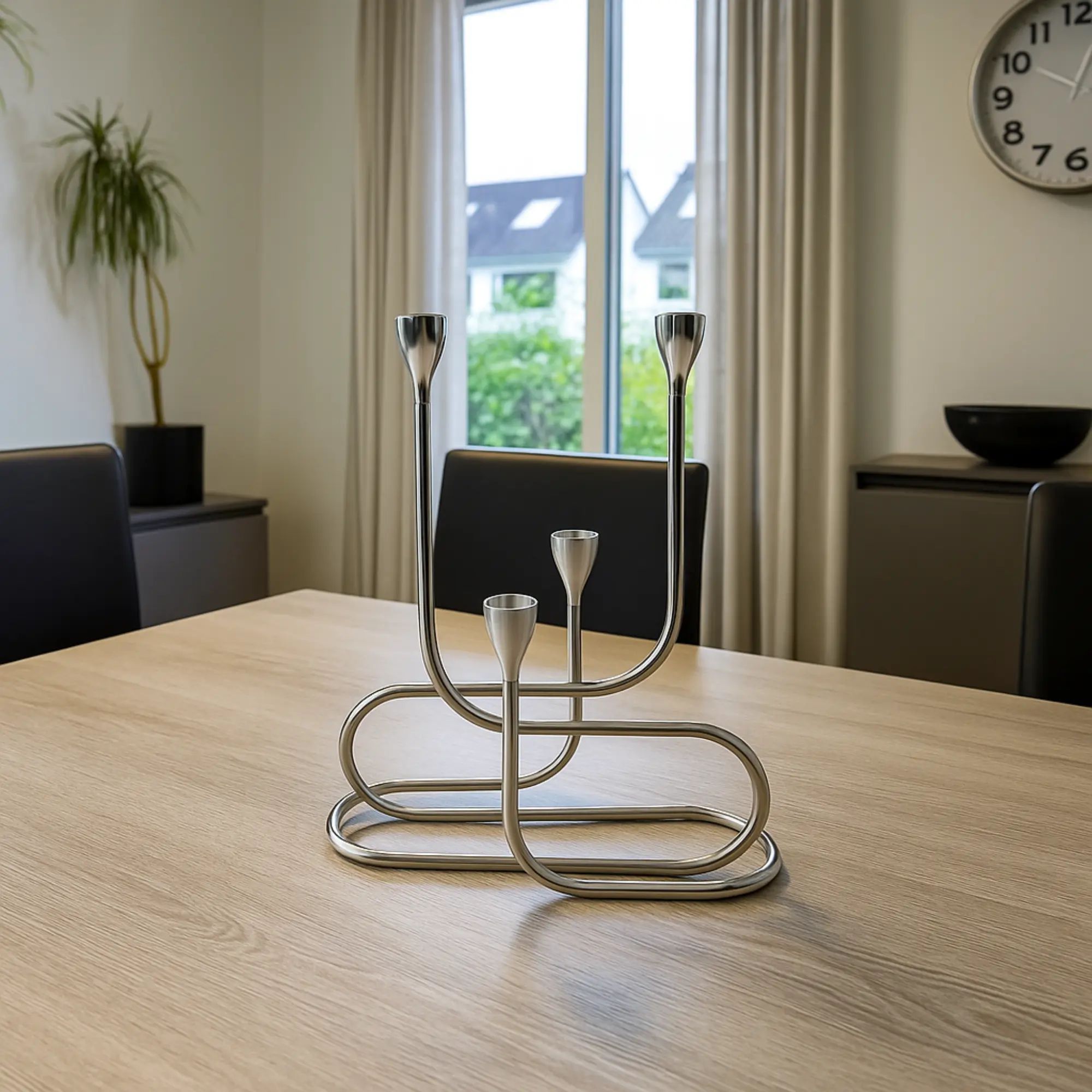 Kerzenständer-Set - gebogen Zweiflammig - Kerzenhalter mit 2 Kerzenleuchter Mars aufgestellt im Interieur