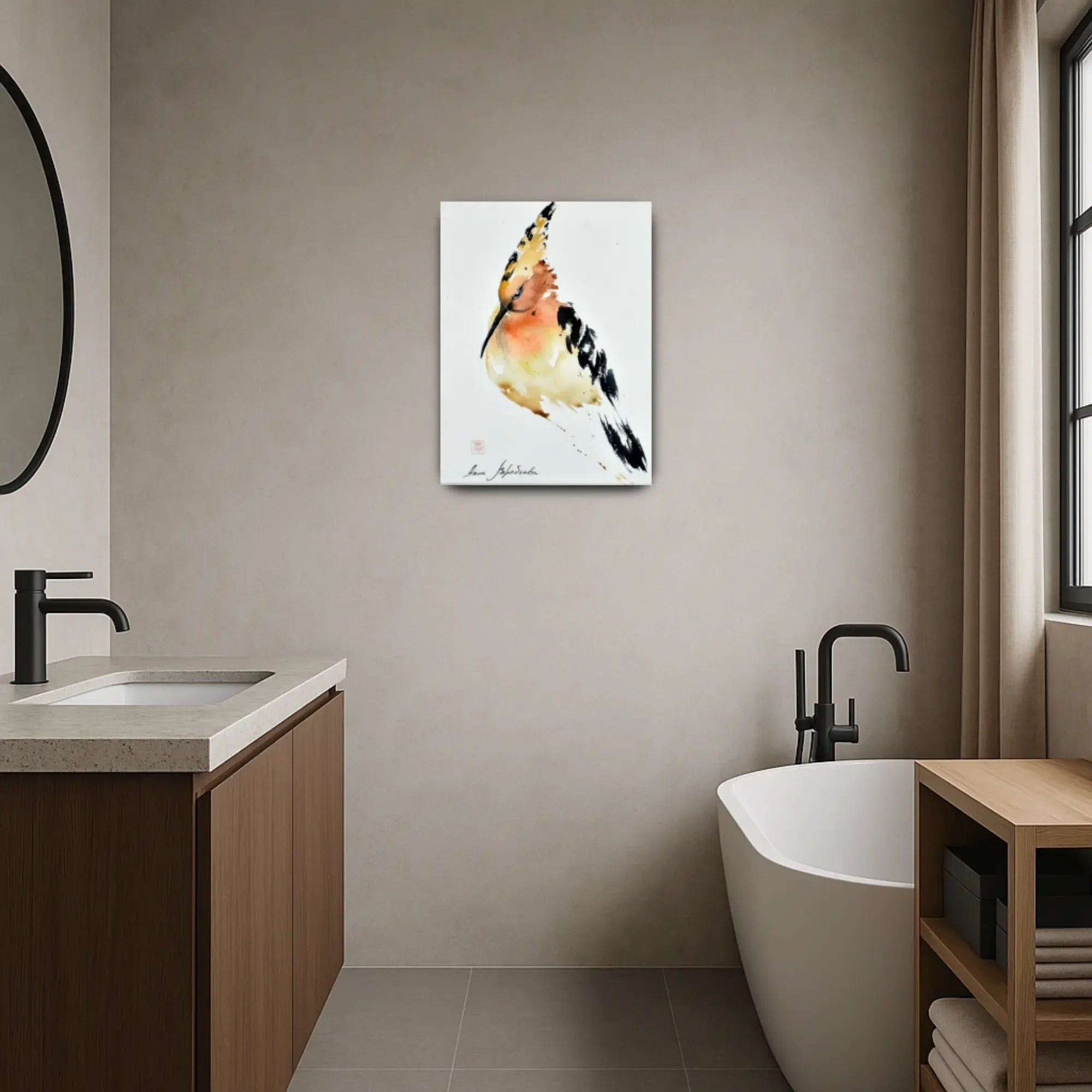 Großes Aquarellbild - Aquarellbild Edle Wandkunst Psittacus Émotion