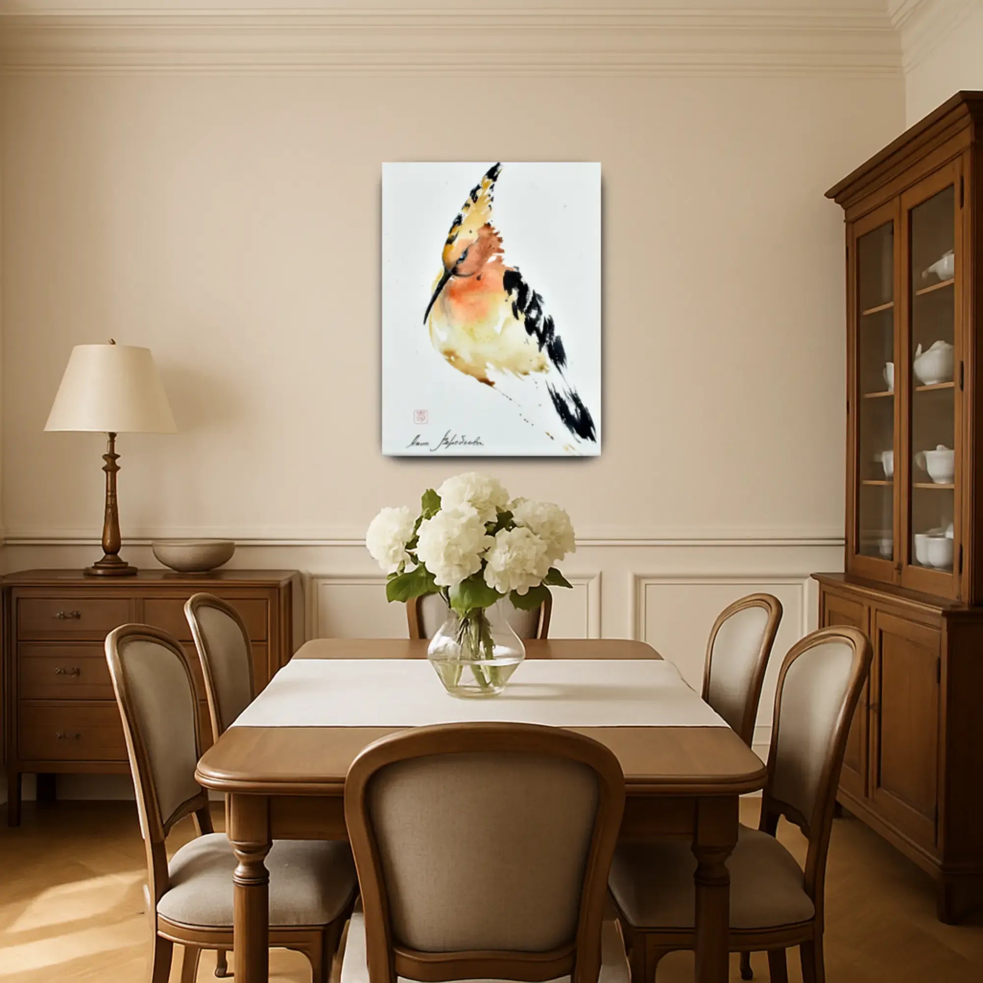 Großes Aquarellbild - Aquarellbild Edle Wandkunst Psittacus Émotion