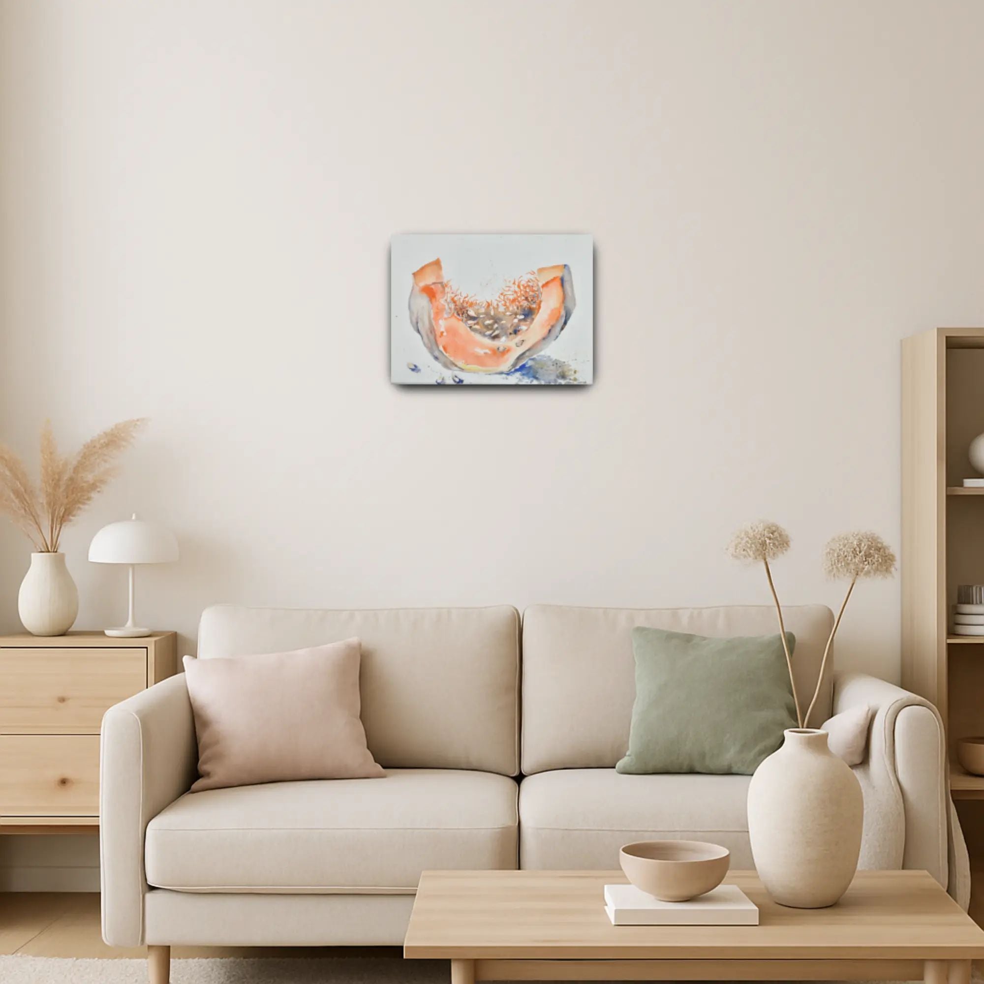Großes Aquarellbild - Original-Gemälde Naturstudie Cucurbita Éternelle small