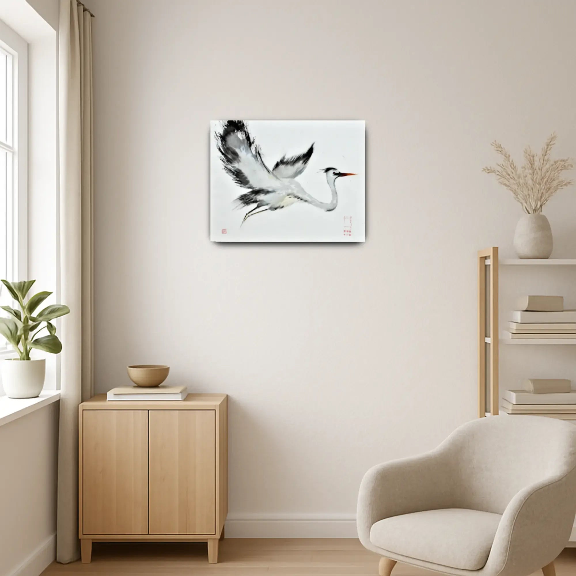 Großes Aquarellbild - Aquarellbild Elegante Naturstudie Ardea Volans