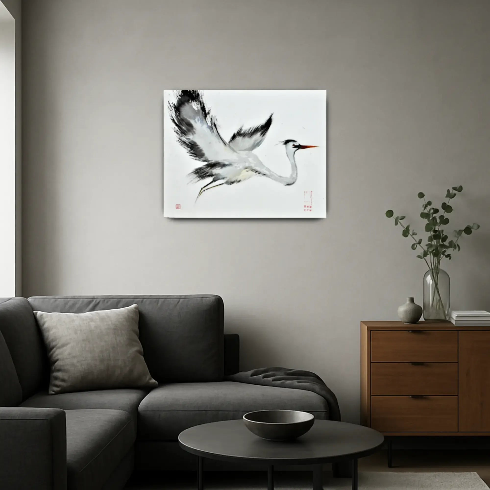 Großes Aquarellbild - Aquarellbild Elegante Naturstudie Ardea Volans